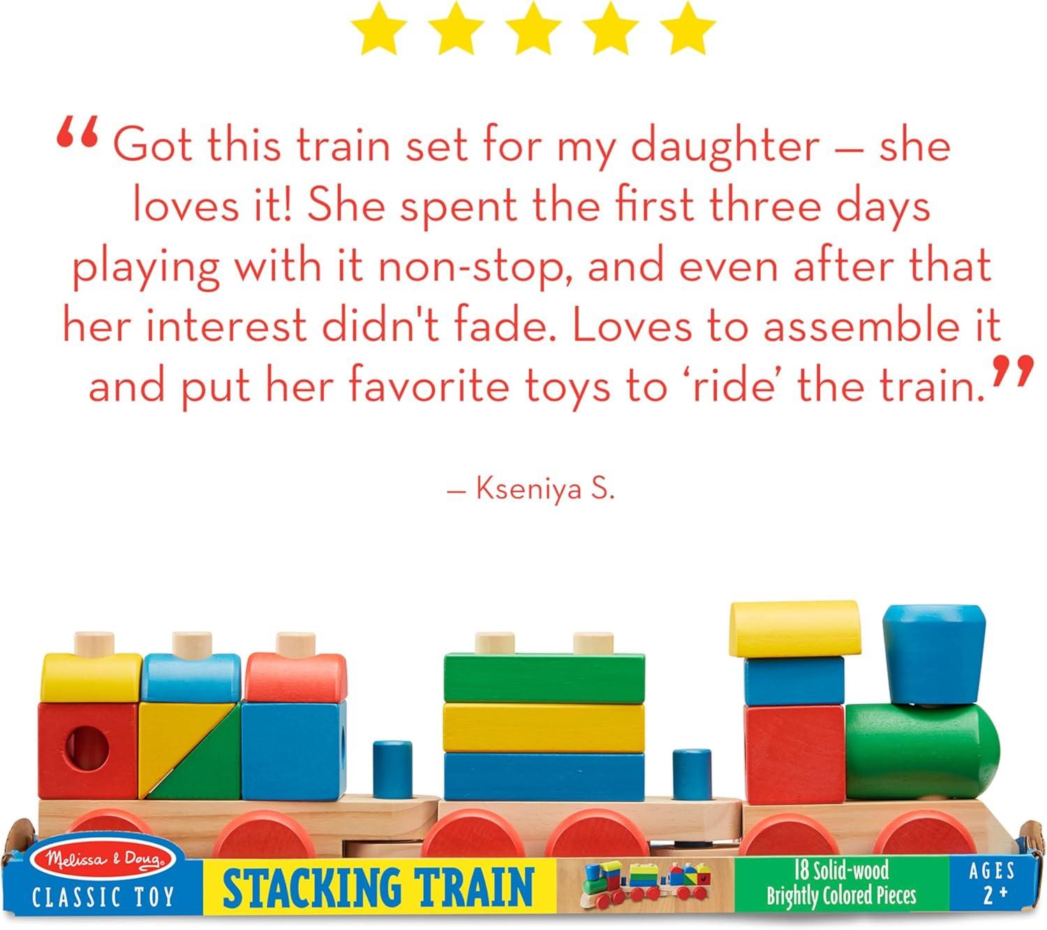 imageMelissa ampamp Doug Stacking Train  Classic Wooden Toddler Toy 18 pcsStacking Train