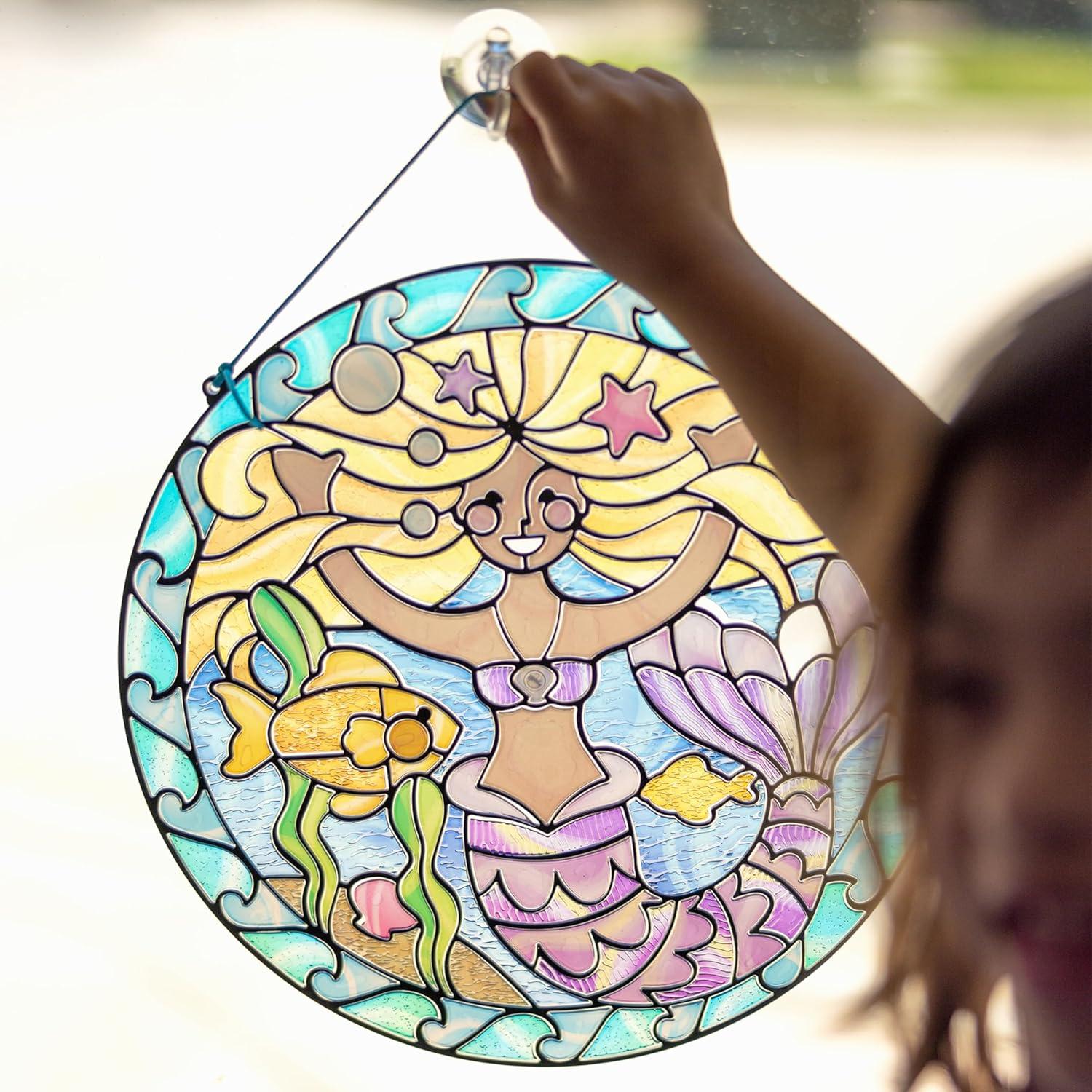 imageMelissa ampamp Doug Stained Glass Made Easy Activity Kit Mermaids  140 Stickers Kids Sticker Stained Glass Craft Kit Mermaid Crafts for Kids Ages 5