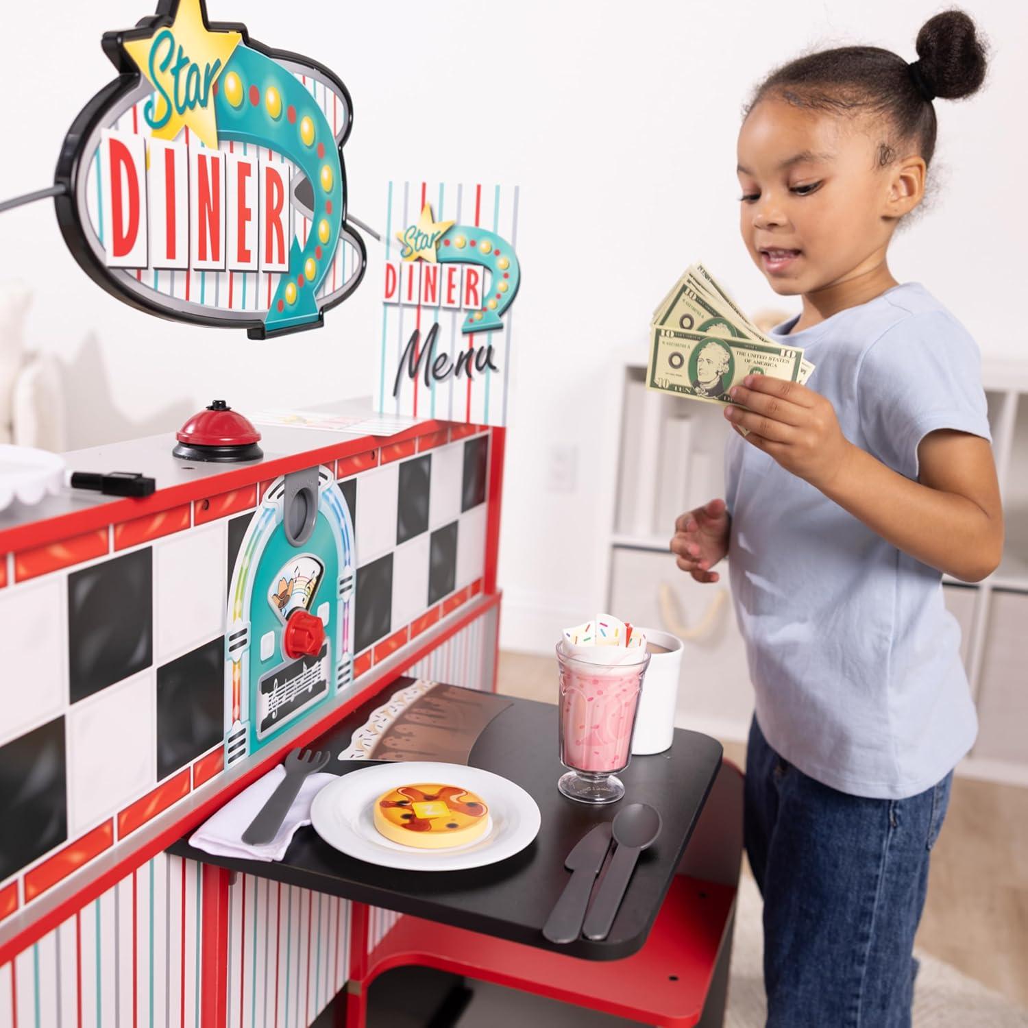 imageMelissa ampamp Doug Star Diner Restaurant 41Piece Play Set with Toy Food Cookware ampamp Play Kitchen Accessories Preschool Learning Toys for Girls ampamp Boys 3Star Diner Restaurant Play Set