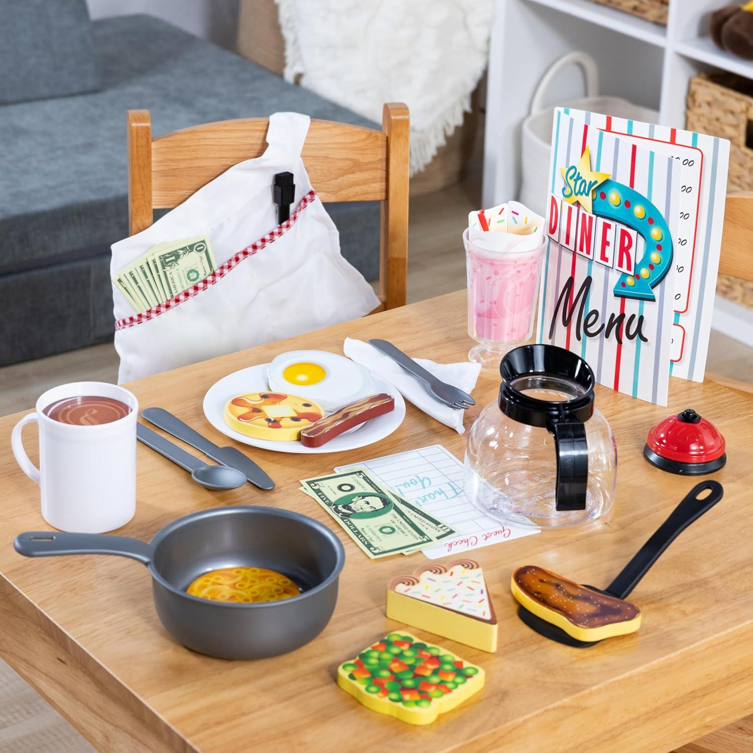 imageMelissa ampamp Doug Star Diner Restaurant 41Piece Play Set with Toy Food Cookware ampamp Play Kitchen Accessories Preschool Learning Toys for Girls ampamp Boys 3Star Diner Restaurant Play Set