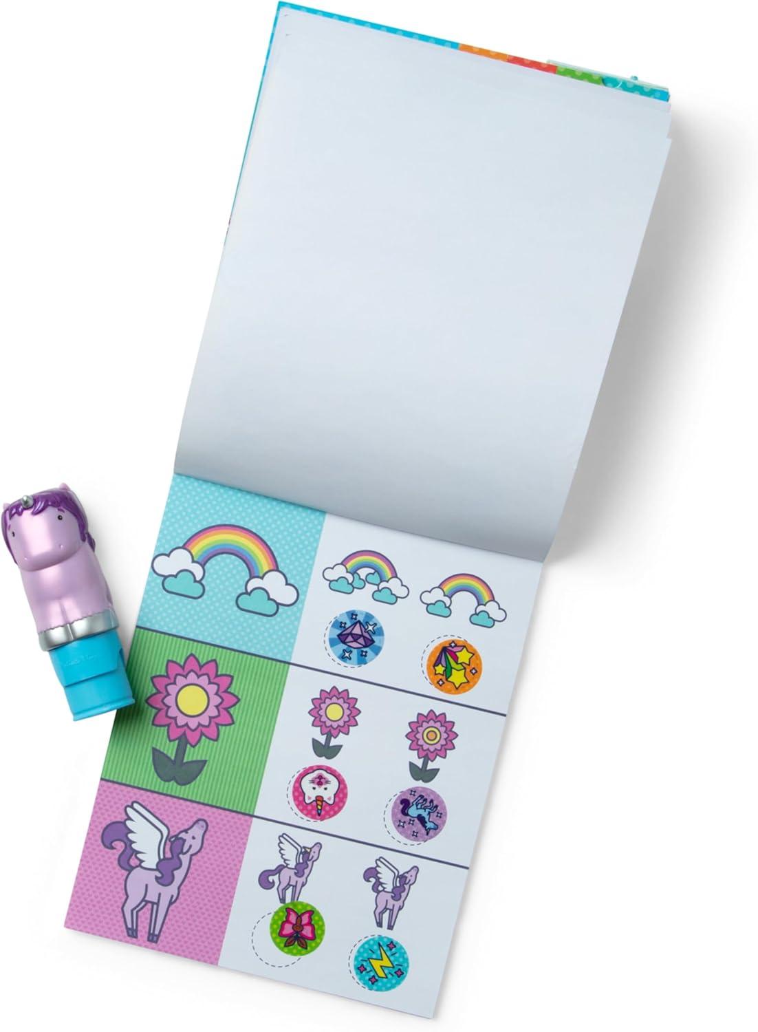 imageMelissa ampamp Doug Sticker Wow 24Page Activity Pad and Sticker Stamper 300 Stickers Arts and Crafts Fidget Toy Collectible Character  Dinosaur Creative Play Travel Toy for Girls and Boys 3Glitter Unicorn