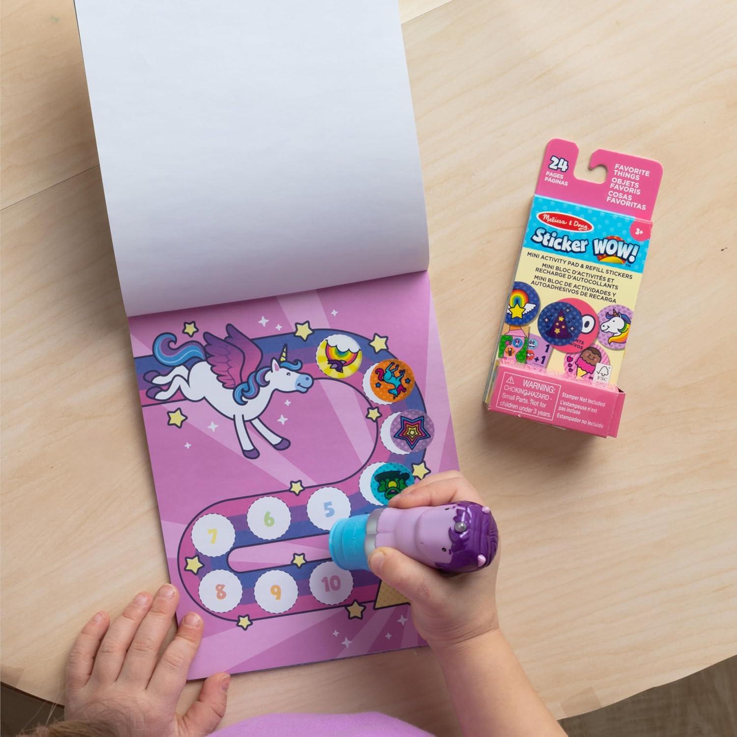 imageMelissa ampamp Doug Sticker Wow 24Page Activity Pad and Sticker Stamper 300 Stickers Arts and Crafts Fidget Toy Collectible Character  Dinosaur Creative Play Travel Toy for Girls and Boys 3Glitter Unicorn