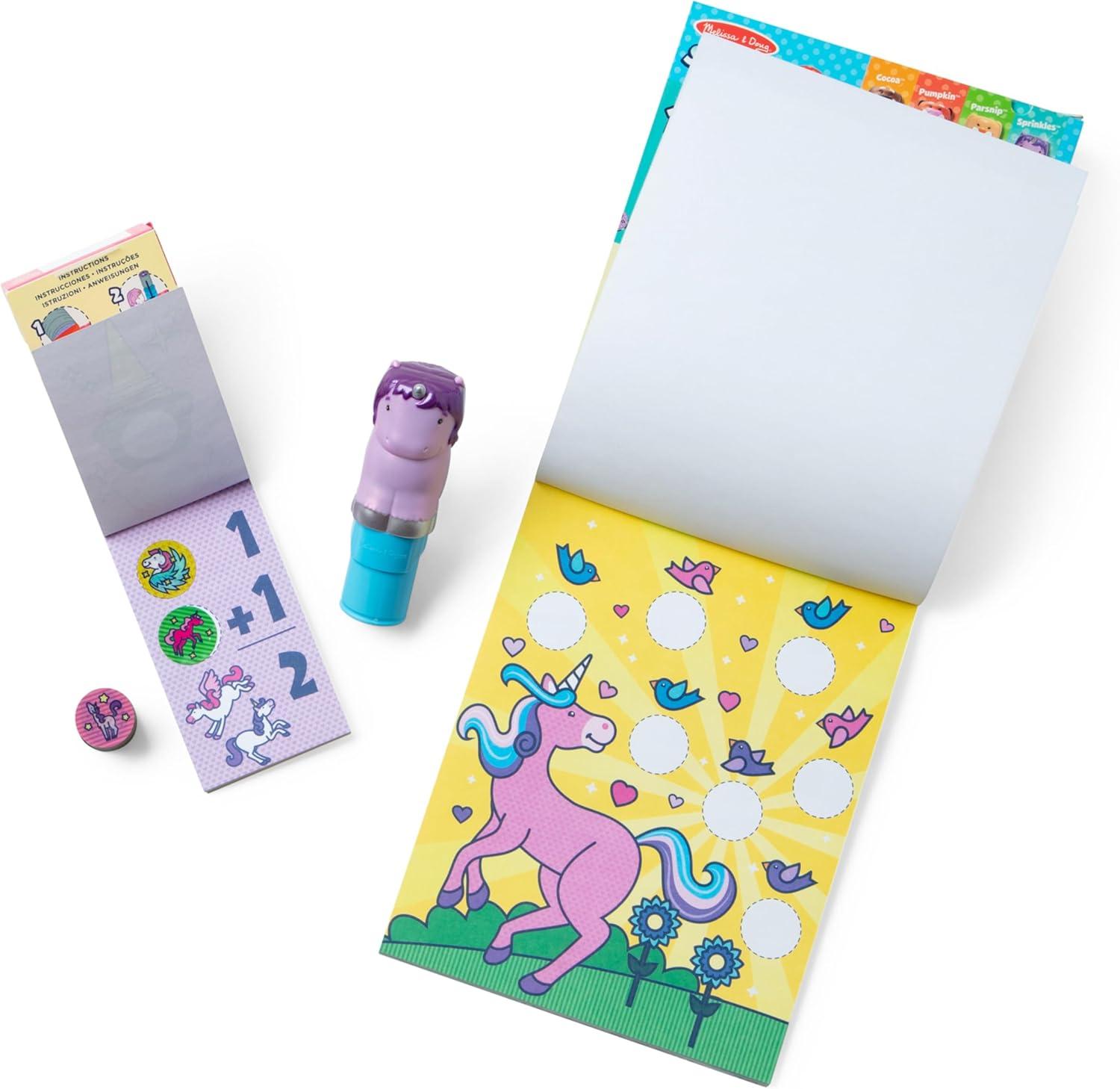 imageMelissa ampamp Doug Sticker Wow 24Page Activity Pad and Sticker Stamper 300 Stickers Arts and Crafts Fidget Toy Collectible Character  Dinosaur Creative Play Travel Toy for Girls and Boys 3Glitter Unicorn