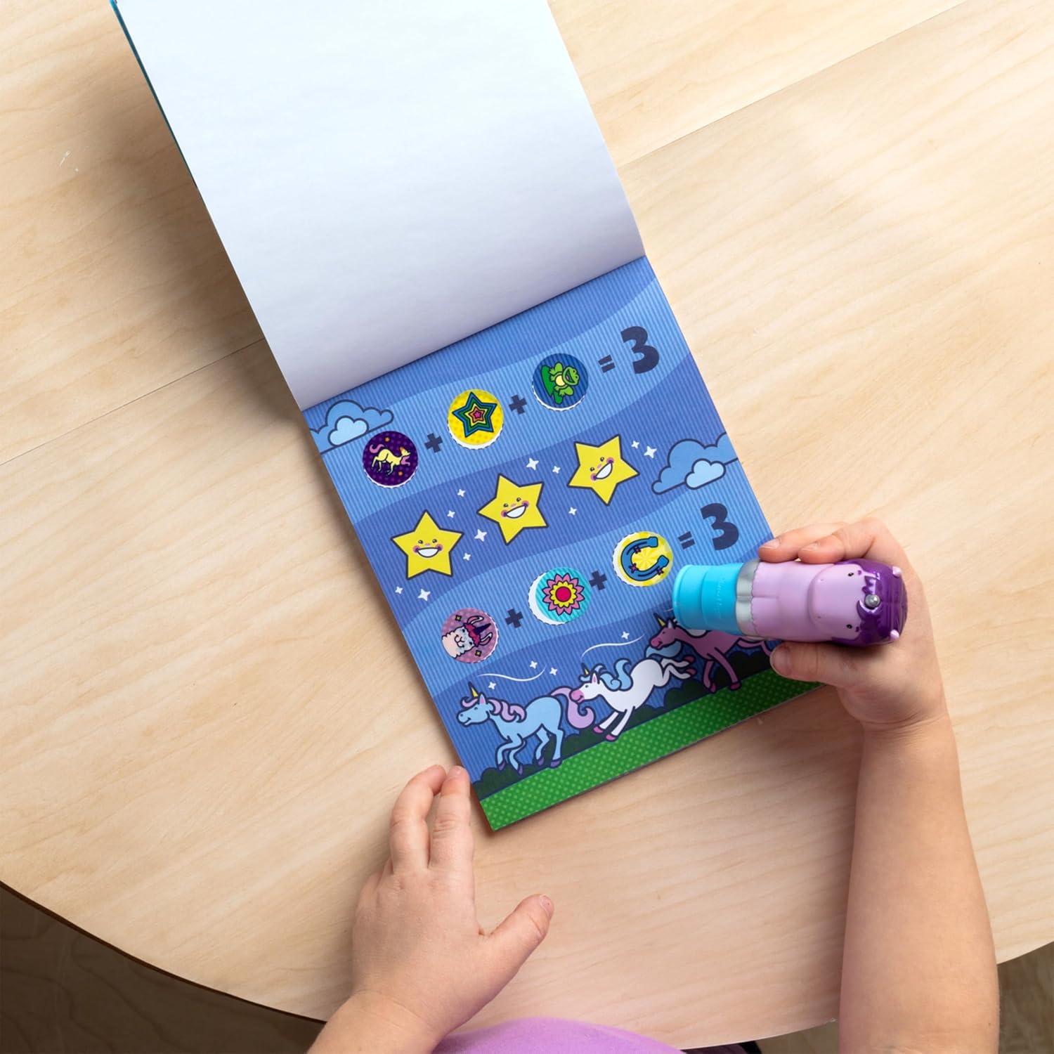 imageMelissa ampamp Doug Sticker Wow 24Page Activity Pad and Sticker Stamper 300 Stickers Arts and Crafts Fidget Toy Collectible Character  Dinosaur Creative Play Travel Toy for Girls and Boys 3Glitter Unicorn