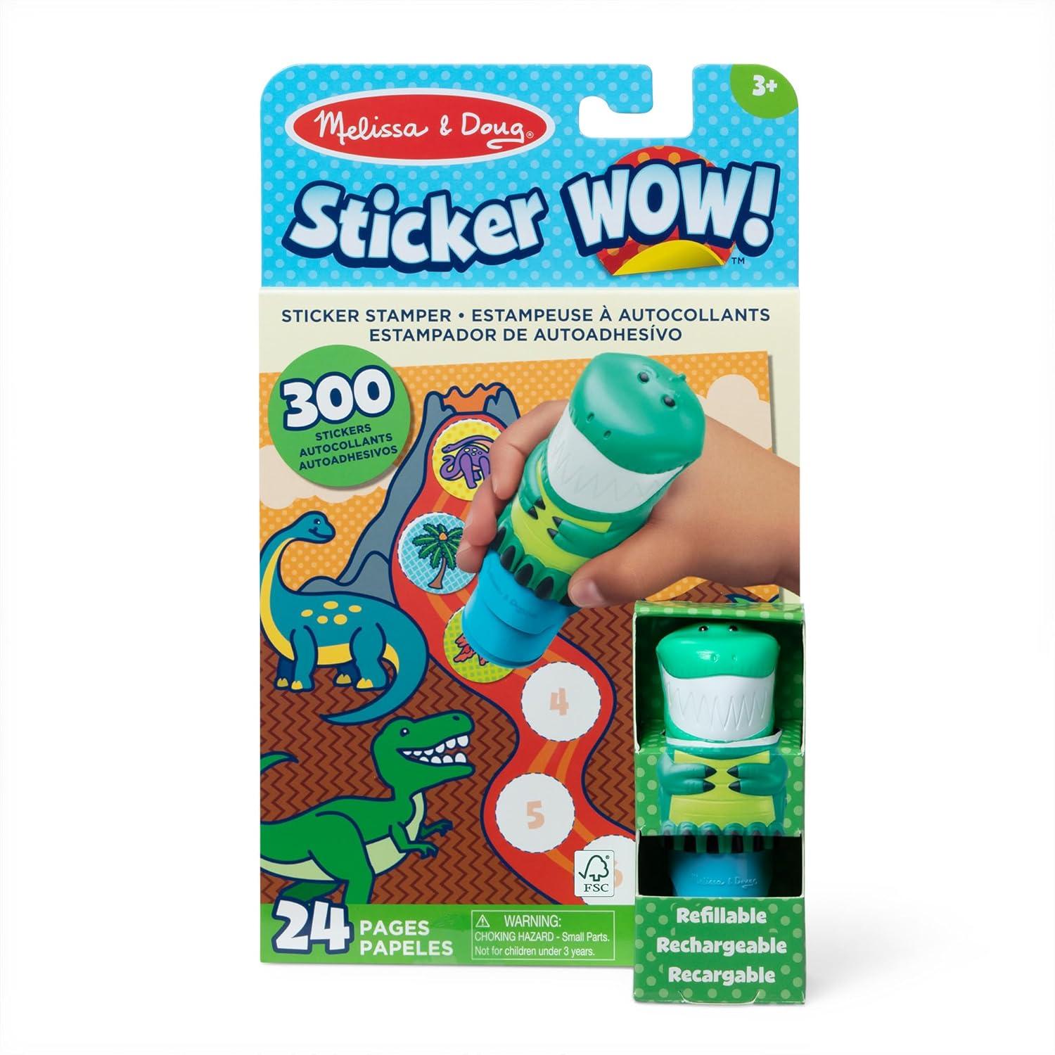 imageMelissa ampamp Doug Sticker Wow 24Page Activity Pad and Sticker Stamper 300 Stickers Arts and Crafts Fidget Toy Collectible Character  Dinosaur Creative Play Travel Toy for Girls and Boys 3Dinosaur