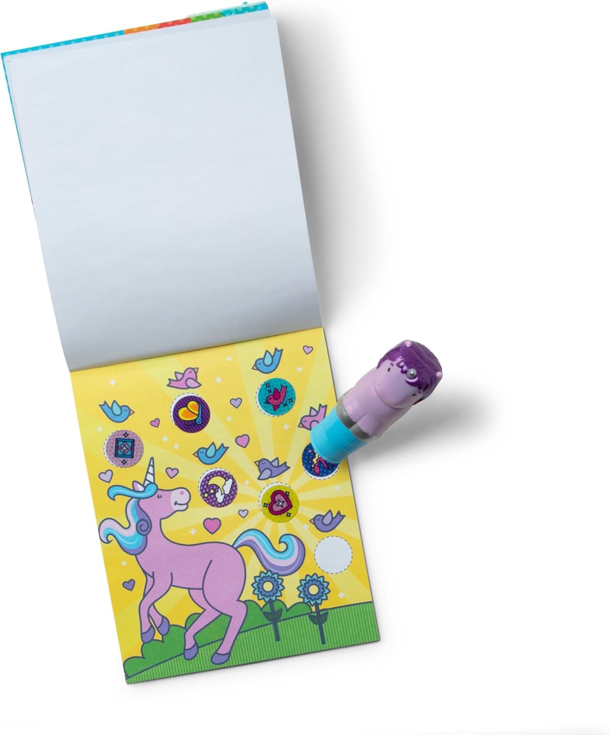 imageMelissa ampamp Doug Sticker Wow 24Page Activity Pad and Sticker Stamper 300 Stickers Arts and Crafts Fidget Toy Collectible Character  Dinosaur Creative Play Travel Toy for Girls and Boys 3Glitter Unicorn