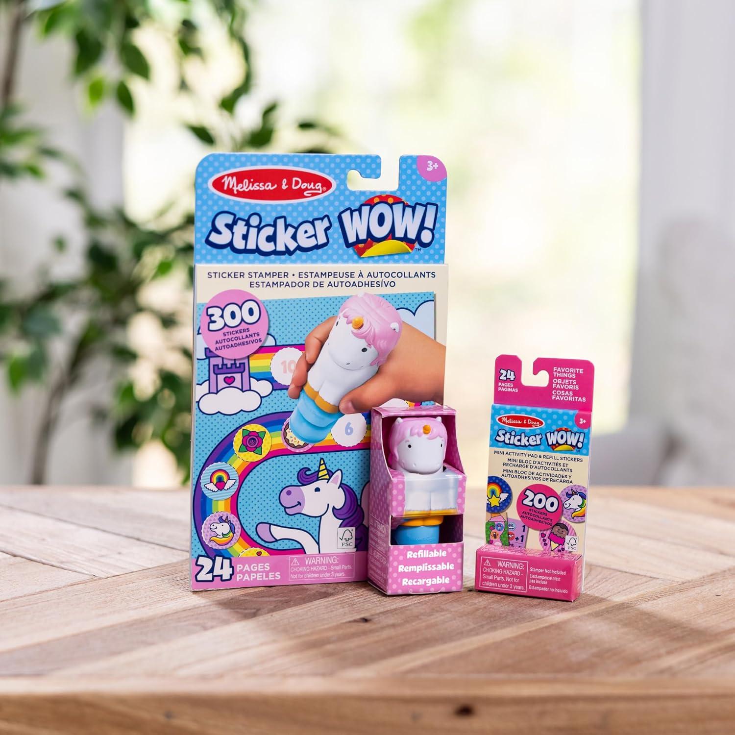 imageMelissa ampamp Doug Sticker Wow 24Page Activity Pad and Sticker Stamper 300 Stickers Arts and Crafts Fidget Toy Collectible Character  Dinosaur Creative Play Travel Toy for Girls and Boys 3Unicorn