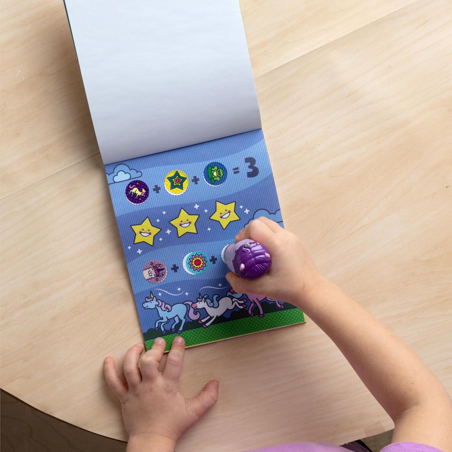 imageMelissa ampamp Doug Sticker Wow 24Page Activity Pad and Sticker Stamper 300 Stickers Arts and Crafts Fidget Toy Collectible Character  Dinosaur Creative Play Travel Toy for Girls and Boys 3Glitter Unicorn