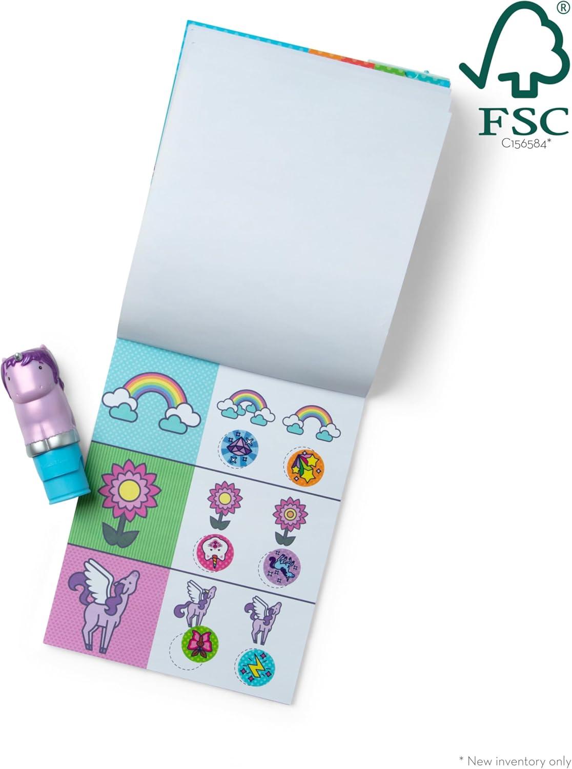 imageMelissa ampamp Doug Sticker Wow 24Page Activity Pad and Sticker Stamper 300 Stickers Arts and Crafts Fidget Toy Collectible Character  Dinosaur Creative Play Travel Toy for Girls and Boys 3Glitter Unicorn