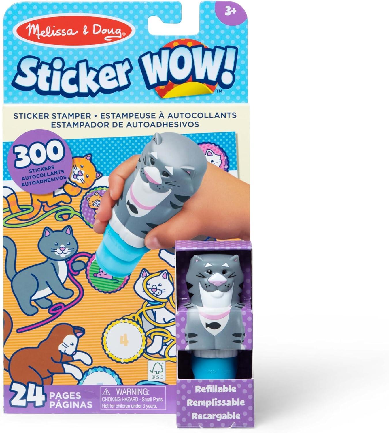 imageMelissa ampamp Doug Sticker Wow 24Page Activity Pad and Sticker Stamper 300 Stickers Arts and Crafts Fidget Toy Collectible Character  Dog  for Kids Ages 3  FSC CertifiedCat