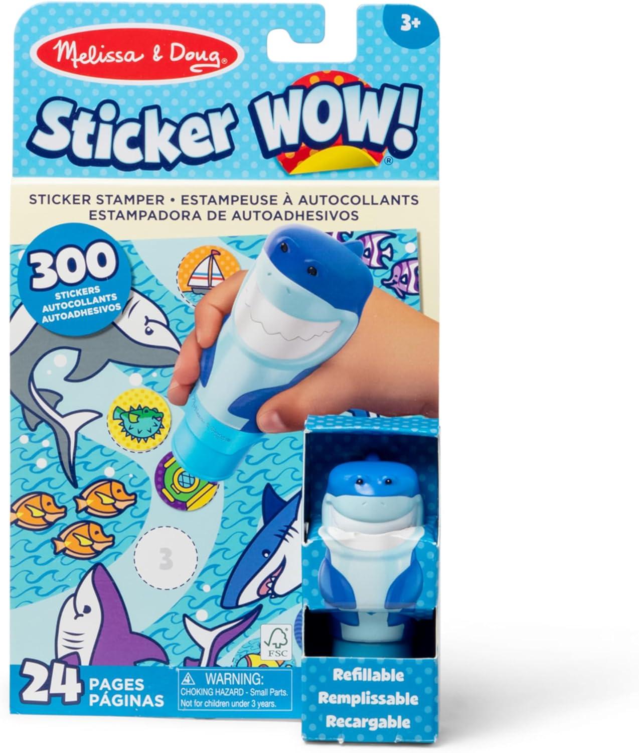 imageMelissa ampamp Doug Sticker Wow 24Page Activity Pad and Sticker Stamper 300 Stickers Arts and Crafts Fidget Toy Collectible Character  Tiger  for Kids Ages 3  FSC CertifiedShark