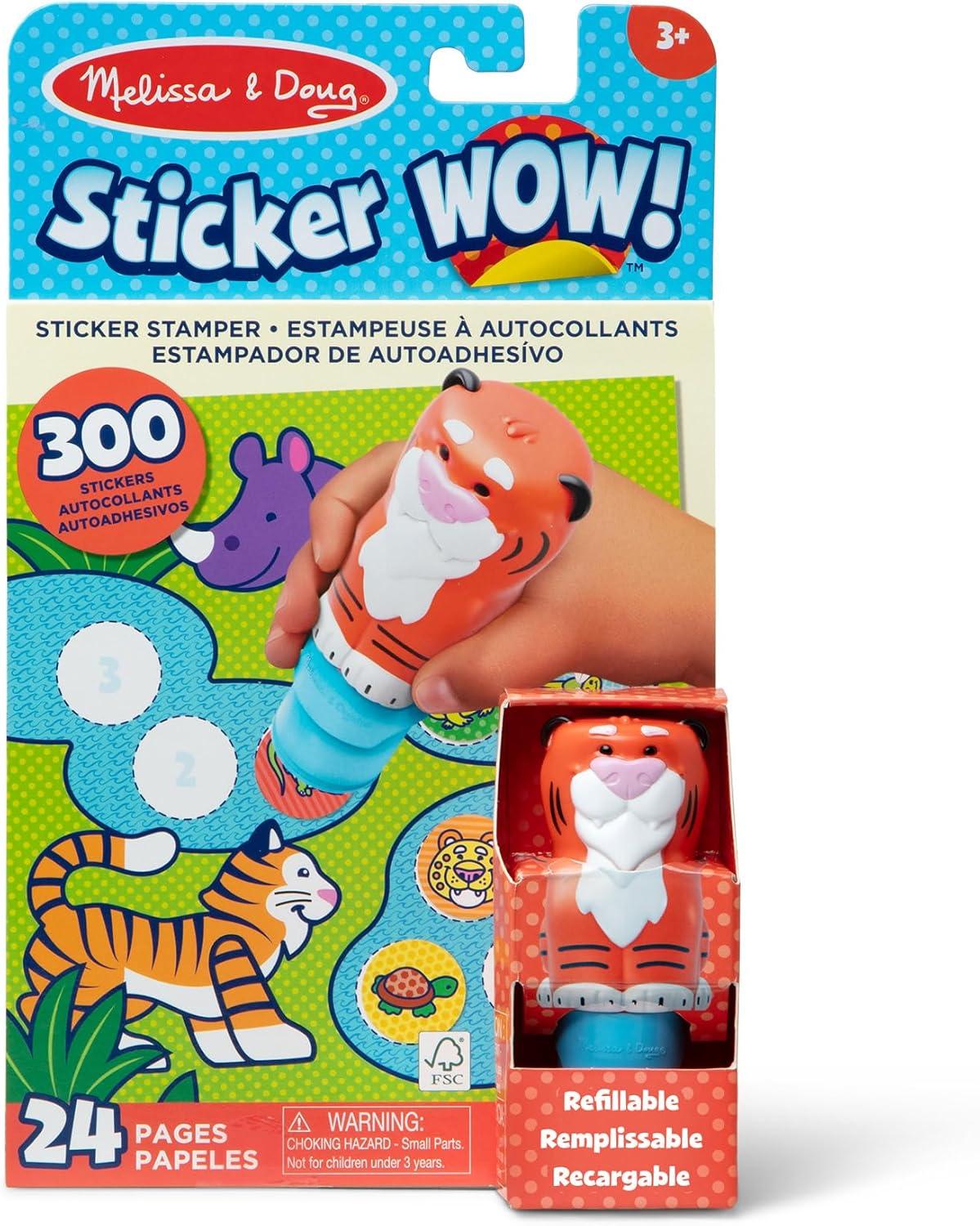 imageMelissa ampamp Doug Sticker Wow 24Page Activity Pad and Sticker Stamper 300 Stickers Arts and Crafts Fidget Toy Collectible Character  Tiger  for Kids Ages 3  FSC CertifiedTiger