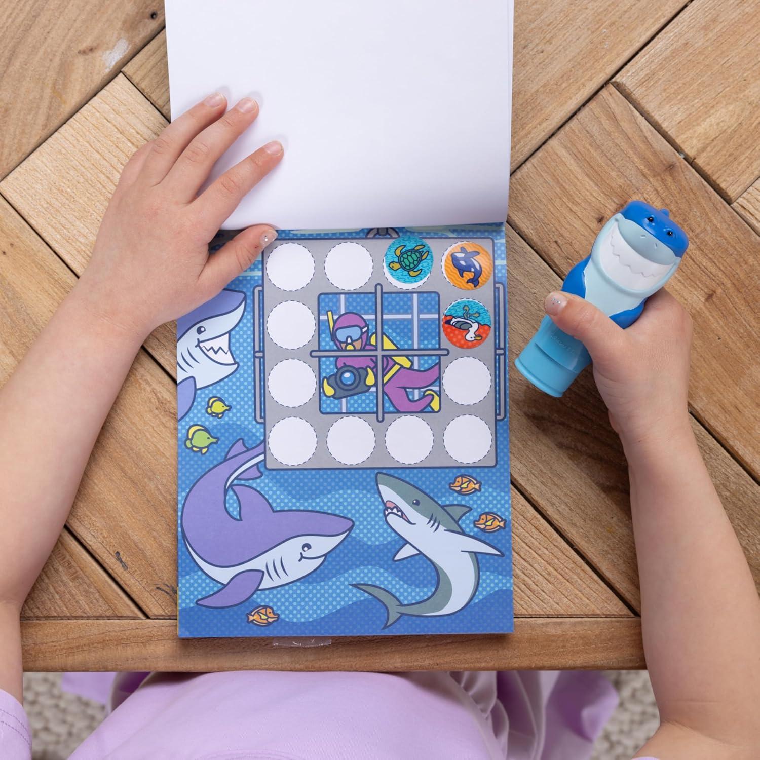 imageMelissa ampamp Doug Sticker Wow 24Page Activity Pad and Sticker Stamper 300 Stickers Arts and Crafts Fidget Toy Collectible Character  Tiger  for Kids Ages 3  FSC CertifiedShark