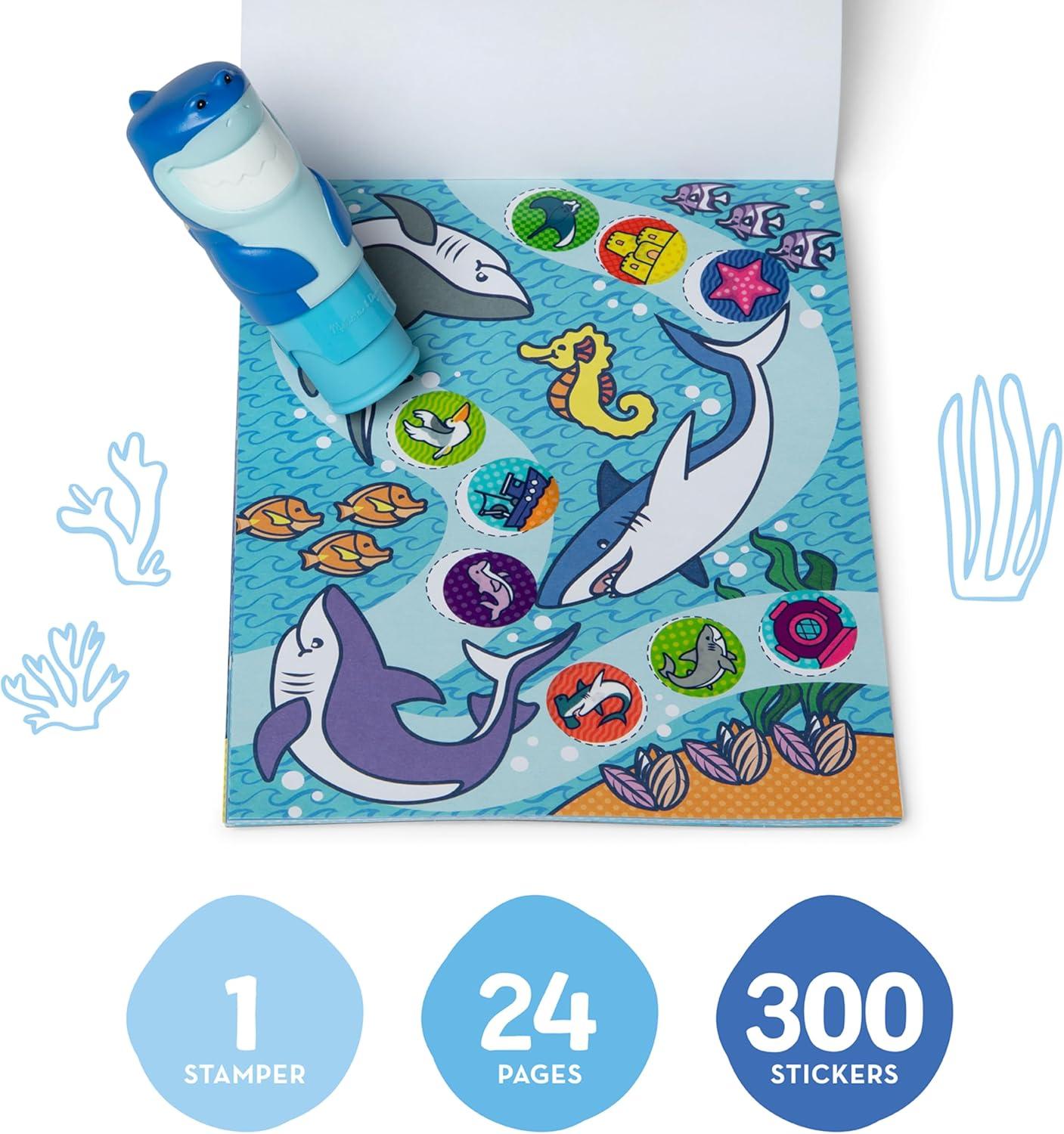 imageMelissa ampamp Doug Sticker Wow 24Page Activity Pad and Sticker Stamper 300 Stickers Arts and Crafts Fidget Toy Collectible Character  Tiger  for Kids Ages 3  FSC CertifiedShark