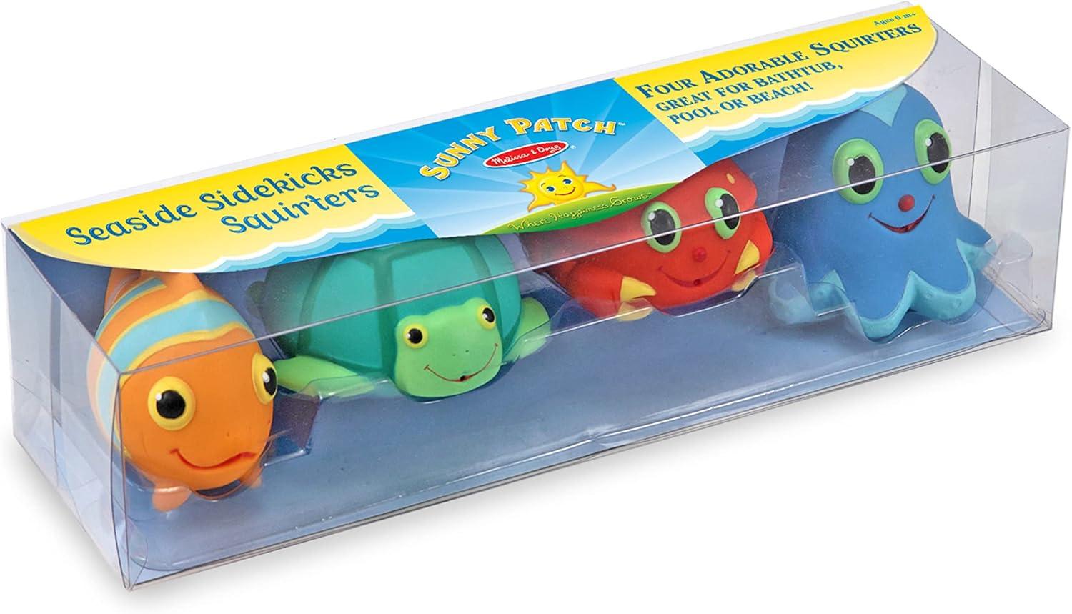 imageMelissa ampamp Doug Sunny Patch Seaside Sidekicks Squirters with 4 SqueezeandSquirt Animals  Water Toys for Kids