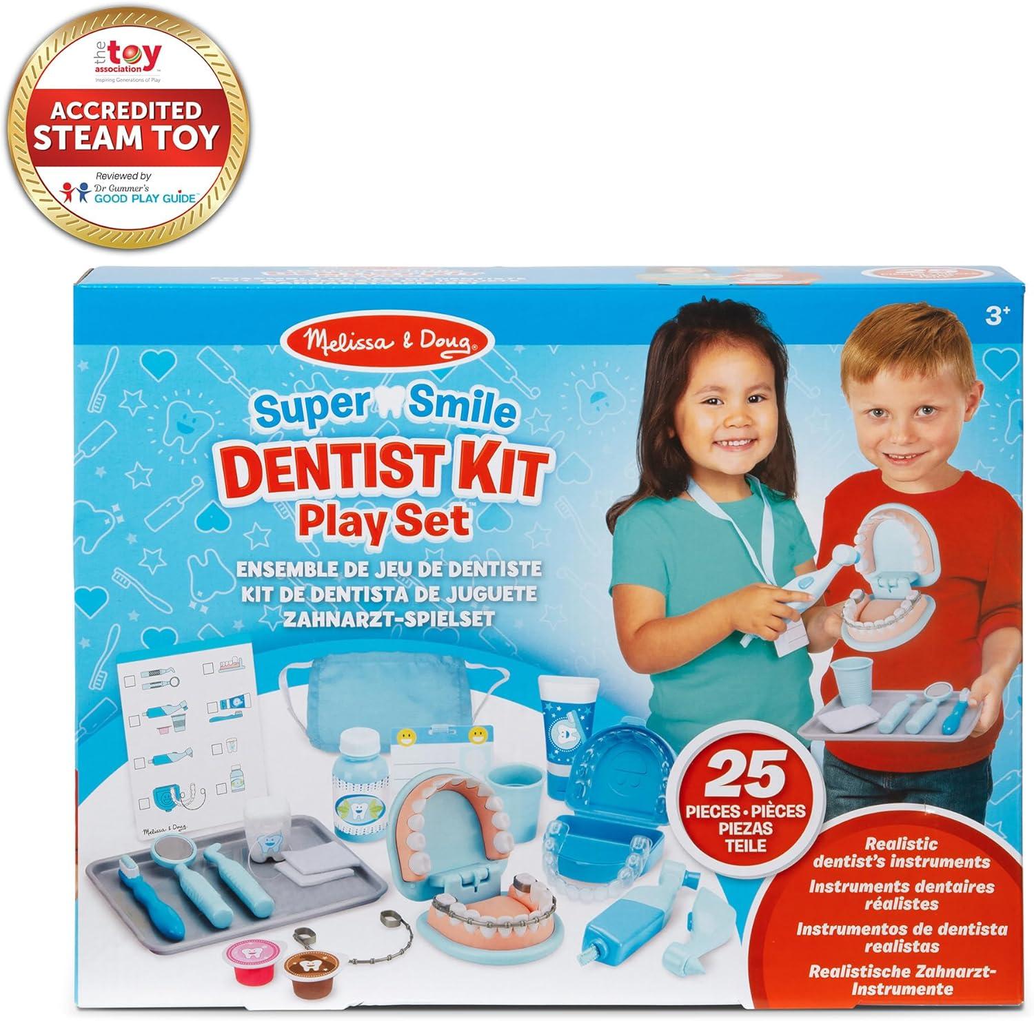 imageMelissa ampamp Doug Super Smile Dentist Play Set 25Piece Dentist Kit with Oversized Teeth Large Tools ampamp Accessories Kids Toys for Girls ampamp Boys 3