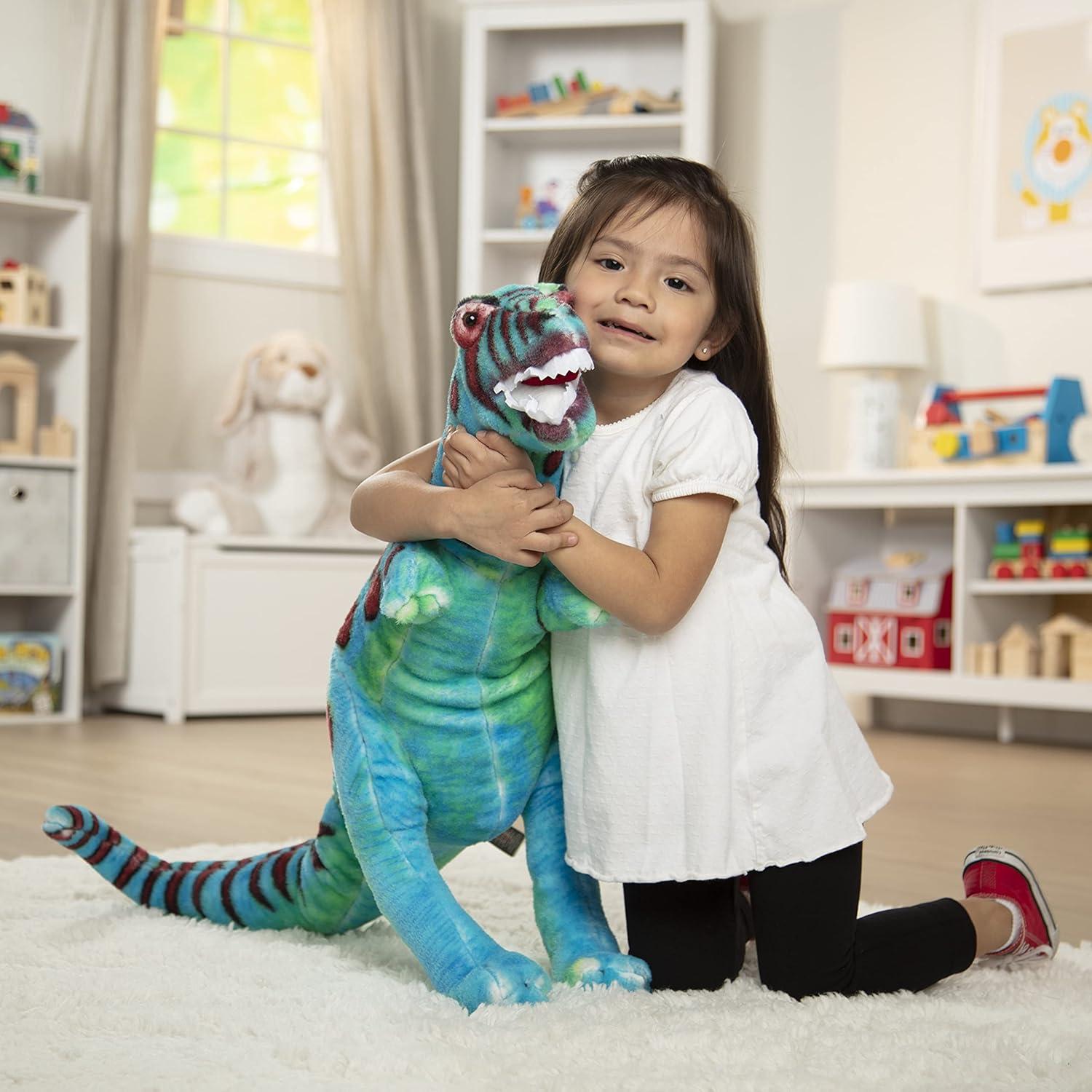 imageMelissa ampamp Doug TRex Dinosaur  Lifelike Stuffed Animal Over 2 feet Tall Giant Blue Stuffed TRex Plush Toy
