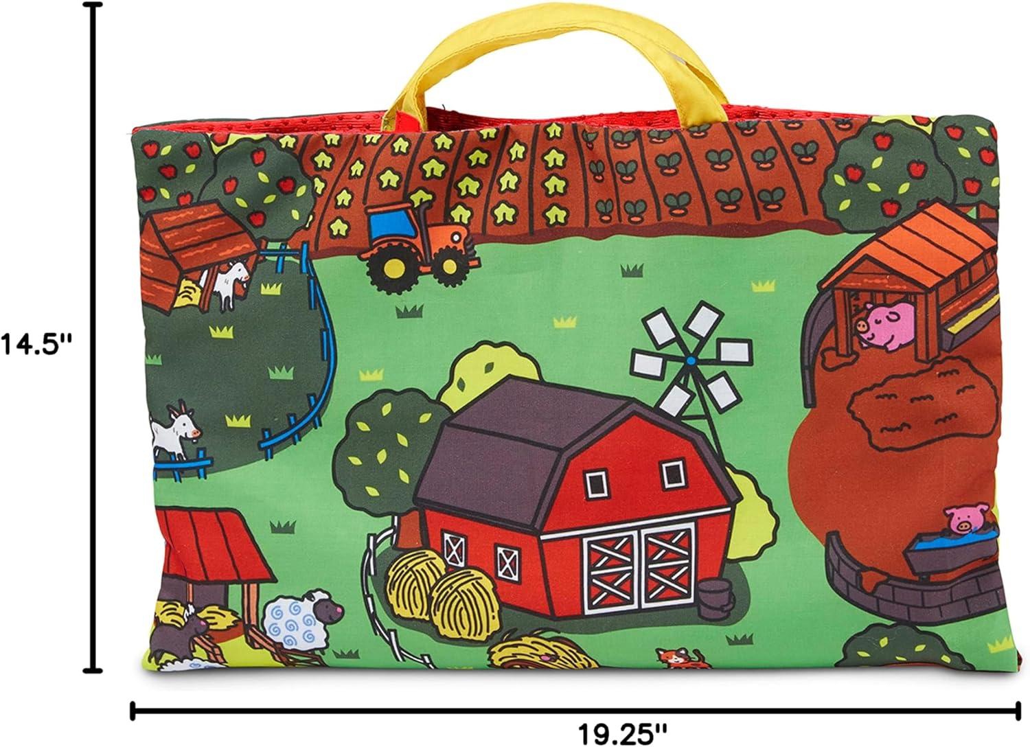 imageMelissa ampamp Doug TakeAlong Farm Baby and Toddler Play Mat 1925 x 145 inches With 9 Animals  Folds To Be Convenient Storage Bag for Travel