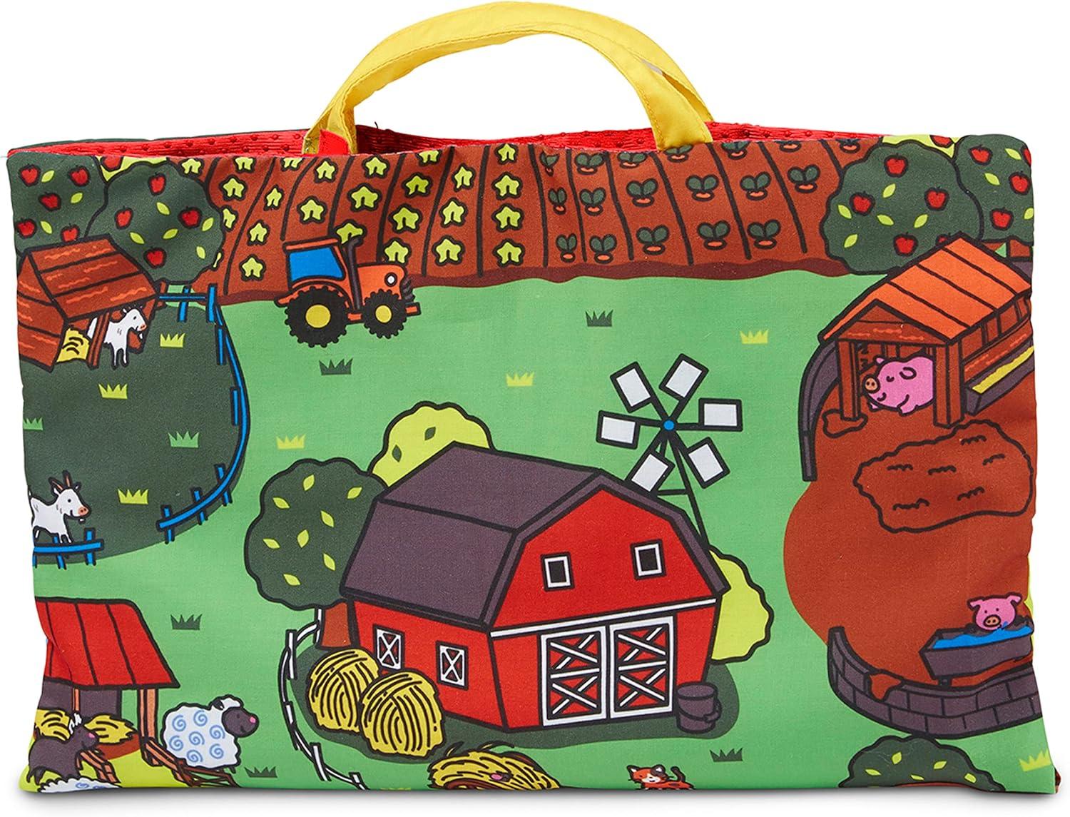 imageMelissa ampamp Doug TakeAlong Farm Baby and Toddler Play Mat 1925 x 145 inches With 9 Animals  Folds To Be Convenient Storage Bag for Travel