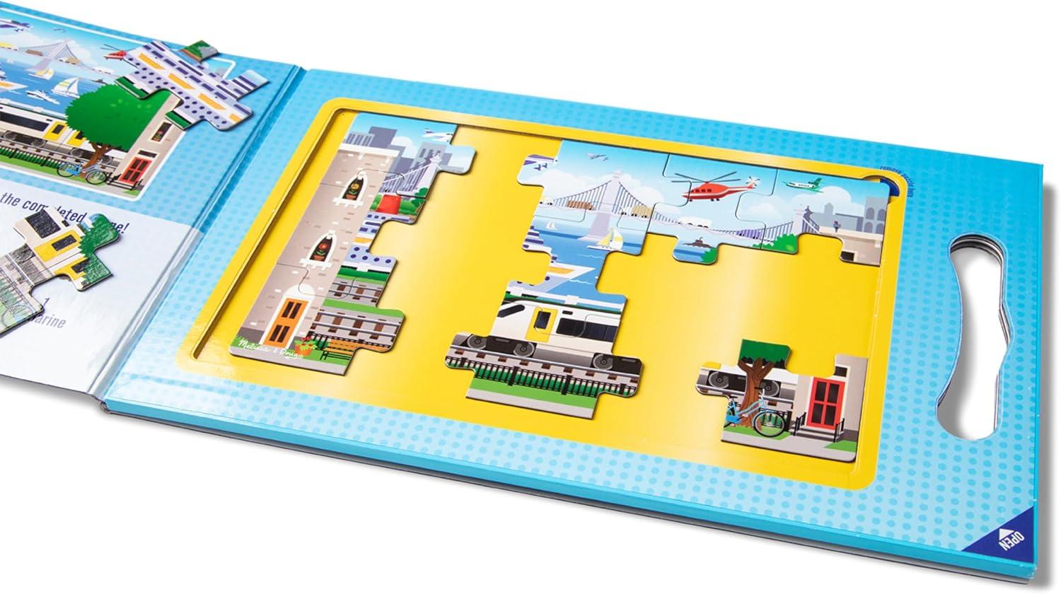 imageMelissa ampamp Doug TakeAlong Magnetic Jigsaw Puzzle Set  On the Farm 2 x 15 Piece Travel Activity Toy for Preschoolers and Kids Ages 3  FSC Certified1 EA