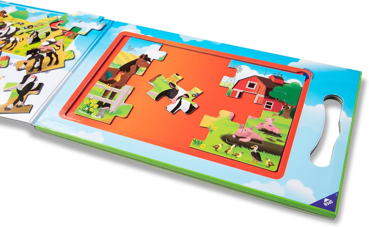 imageMelissa ampamp Doug TakeAlong Magnetic Jigsaw Puzzle Set  On the Farm 2 x 15 Piece Travel Activity Toy for Preschoolers and Kids Ages 3  FSC Certified85 x 725 x 03