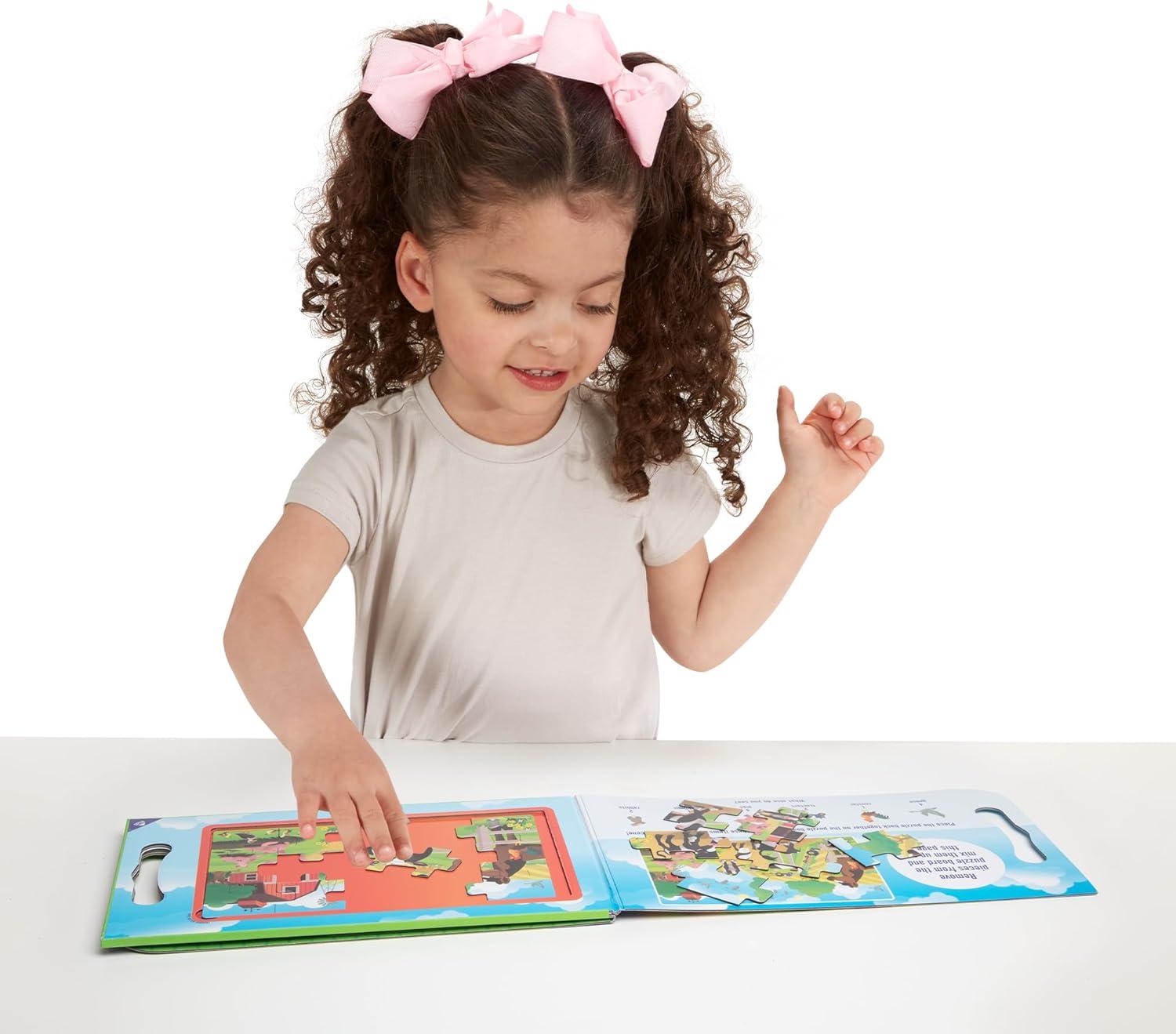 imageMelissa ampamp Doug TakeAlong Magnetic Jigsaw Puzzle Set  On the Farm 2 x 15 Piece Travel Activity Toy for Preschoolers and Kids Ages 3  FSC Certified85 x 725 x 03
