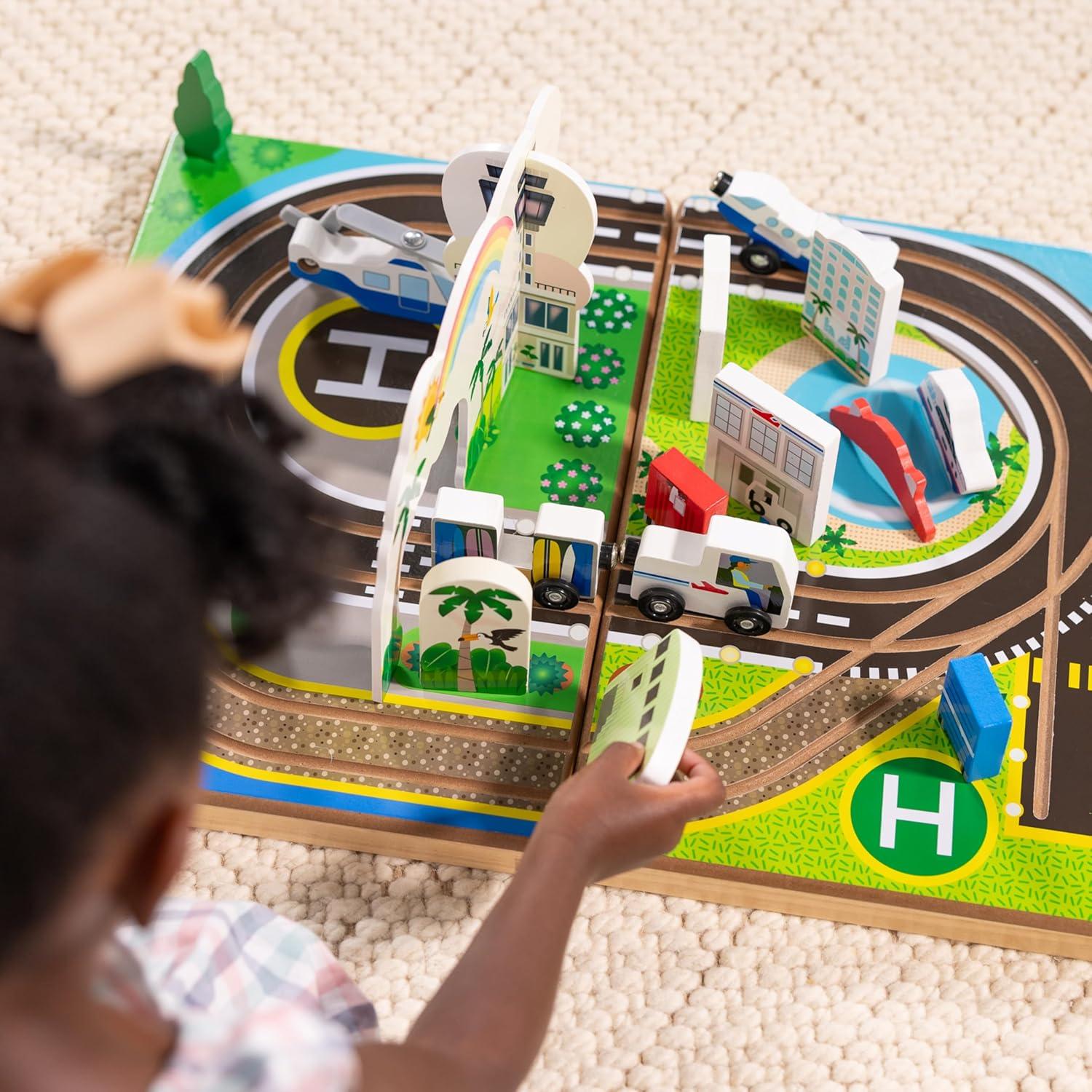 imageMelissa ampamp Doug TakeAlong Railroad Tabletop Playset with Wooden Train Toys Animals ampamp Scenery Play Pieces Preschool Learning Toys for Girls ampamp Boys 3  FSC CertifiedAirport
