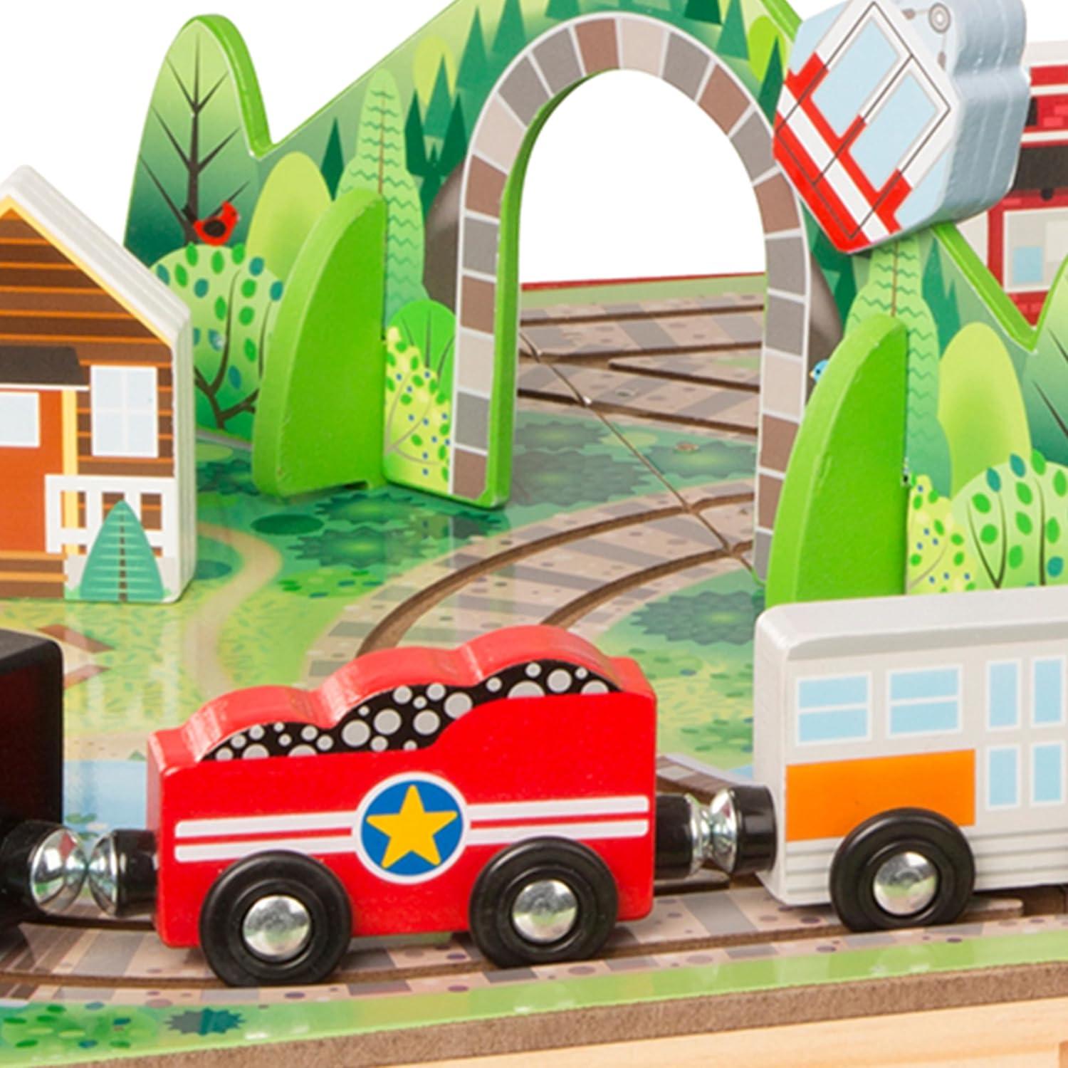 imageMelissa ampamp Doug TakeAlong Railroad Tabletop Playset with Wooden Train Toys Animals ampamp Scenery Play Pieces Preschool Learning Toys for Girls ampamp Boys 3  FSC CertifiedTrain