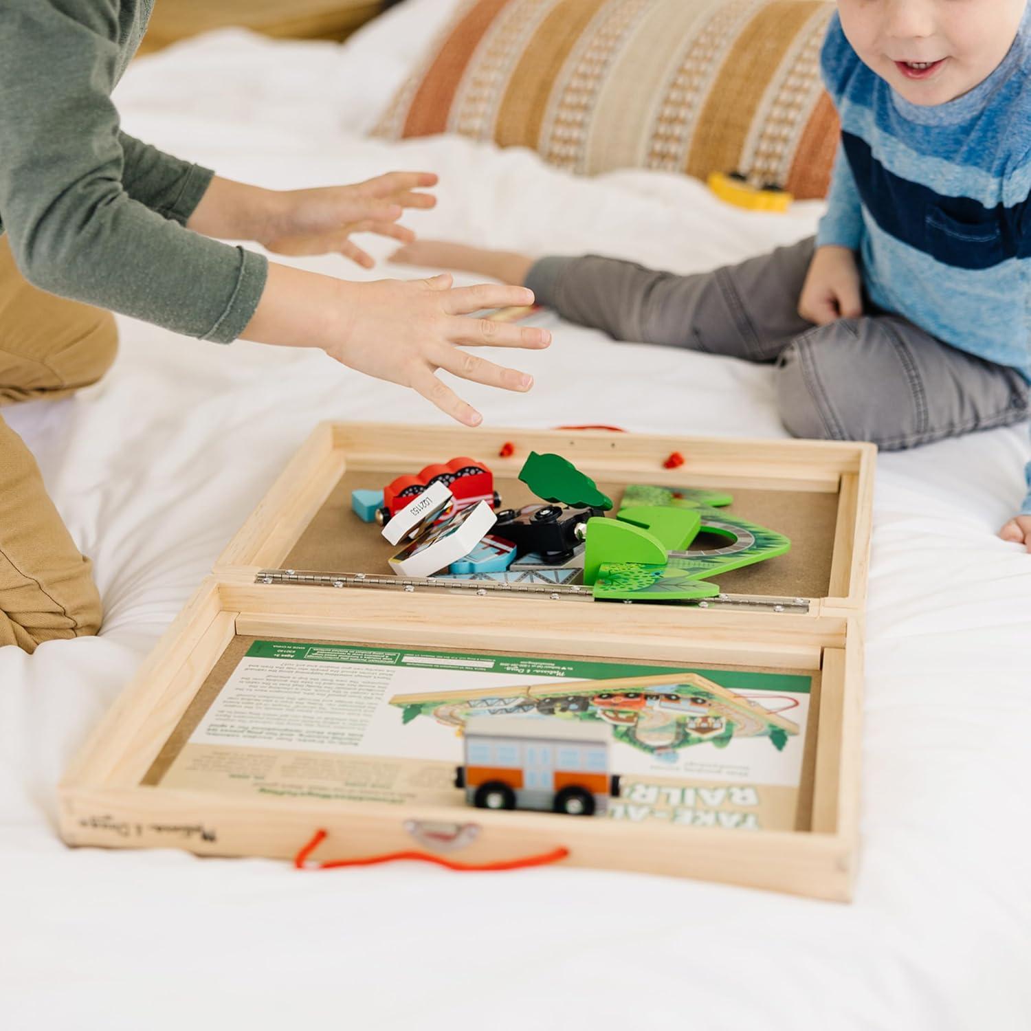 imageMelissa ampamp Doug TakeAlong Railroad Tabletop Playset with Wooden Train Toys Animals ampamp Scenery Play Pieces Preschool Learning Toys for Girls ampamp Boys 3  FSC CertifiedTrain
