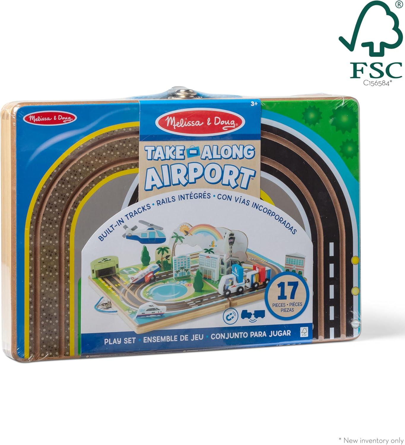 imageMelissa ampamp Doug TakeAlong Railroad Tabletop Playset with Wooden Train Toys Animals ampamp Scenery Play Pieces Preschool Learning Toys for Girls ampamp Boys 3  FSC CertifiedAirport