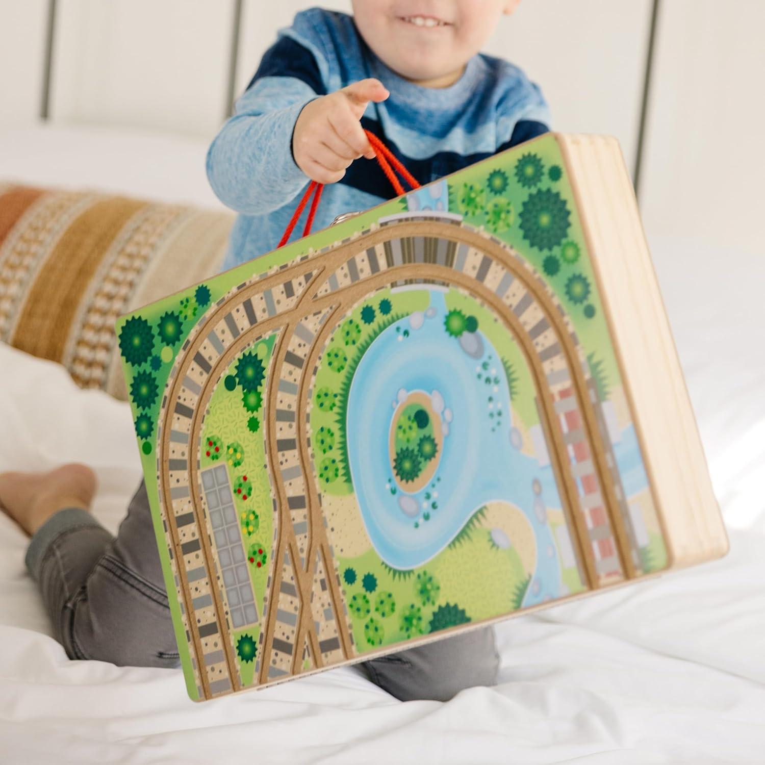 imageMelissa ampamp Doug TakeAlong Railroad Tabletop Playset with Wooden Train Toys Animals ampamp Scenery Play Pieces Preschool Learning Toys for Girls ampamp Boys 3  FSC CertifiedTrain