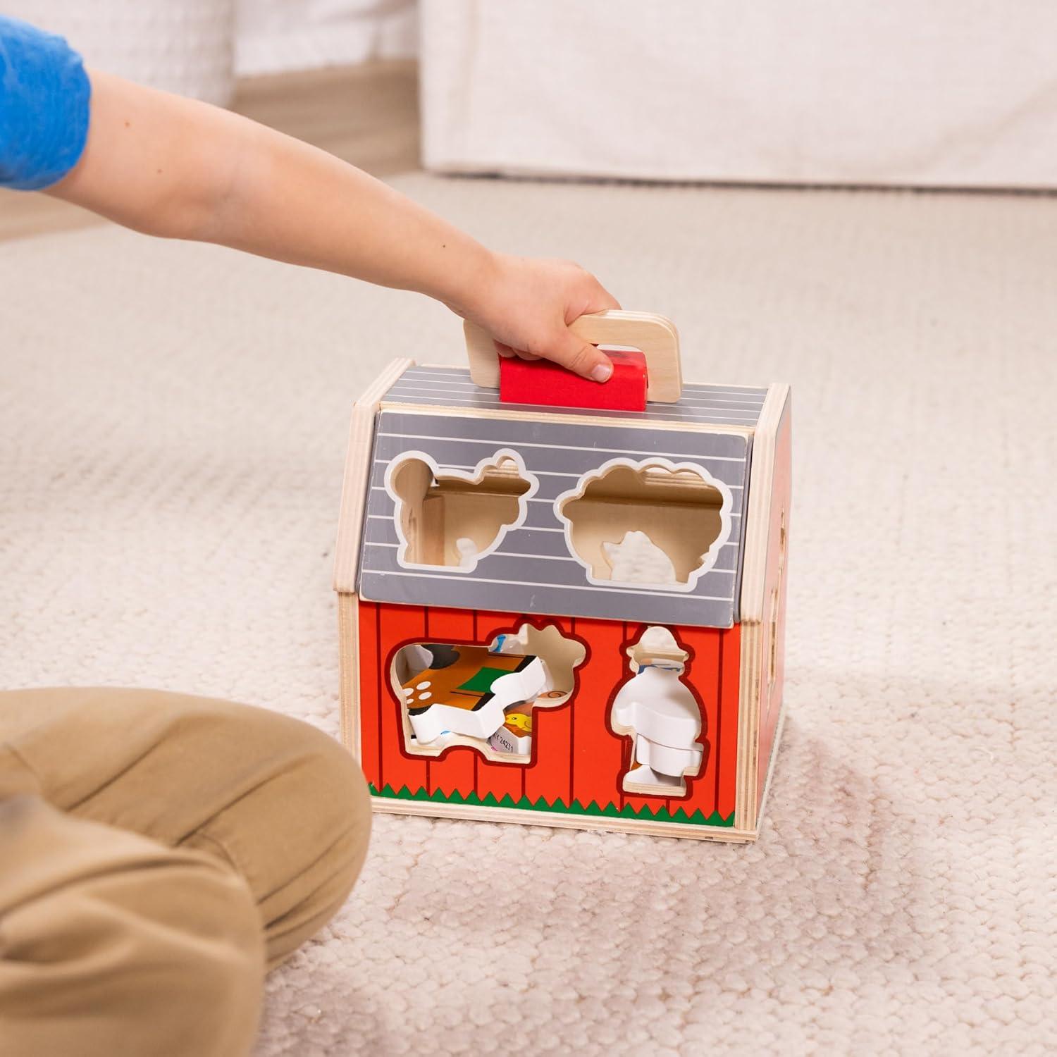 imageMelissa ampamp Doug TakeAlong Wooden Toy Barn 11Pc Portable Toddler Playset with Farm Animals ampamp PopUp Roof Preschool Learning Toys for Girls ampamp Boys 2TakeAlong SortingBarn Toy
