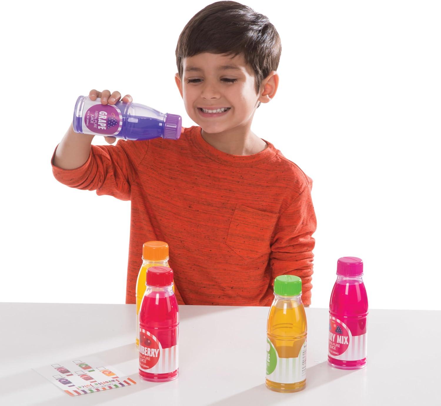 imageMelissa ampamp Doug Tip ampamp Sip Toy Juice Bottles and Activity Card 6 Pcs Pretend Play Food Set Play Kitchen Food For Ages 3Juice Bottles