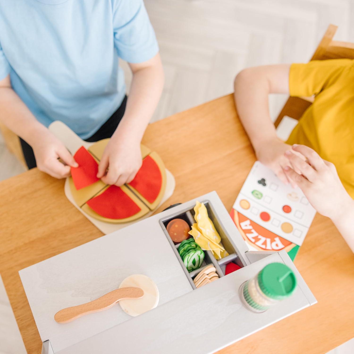 imageMelissa ampamp Doug Top ampamp Bake Wooden Pizza Counter Play Set with Play Food 41 Pcs Preschool Toy Pizza Wooden Food Set Pretend Sets For Kids Ages 3  FSCCertified  FSC CertifiedPizza