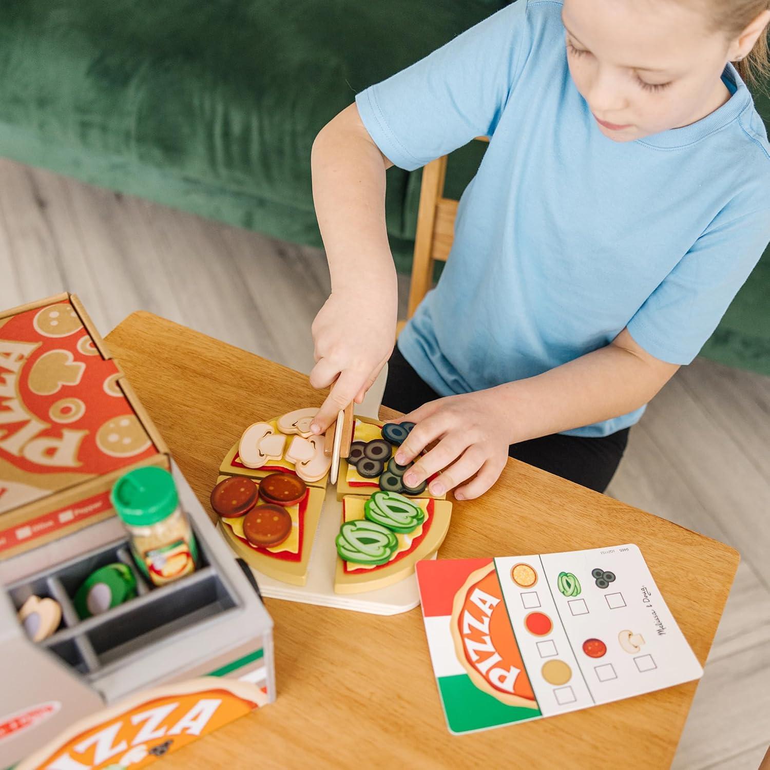 imageMelissa ampamp Doug Top ampamp Bake Wooden Pizza Counter Play Set with Play Food 41 Pcs Preschool Toy Pizza Wooden Food Set Pretend Sets For Kids Ages 3  FSCCertified  FSC CertifiedPizza