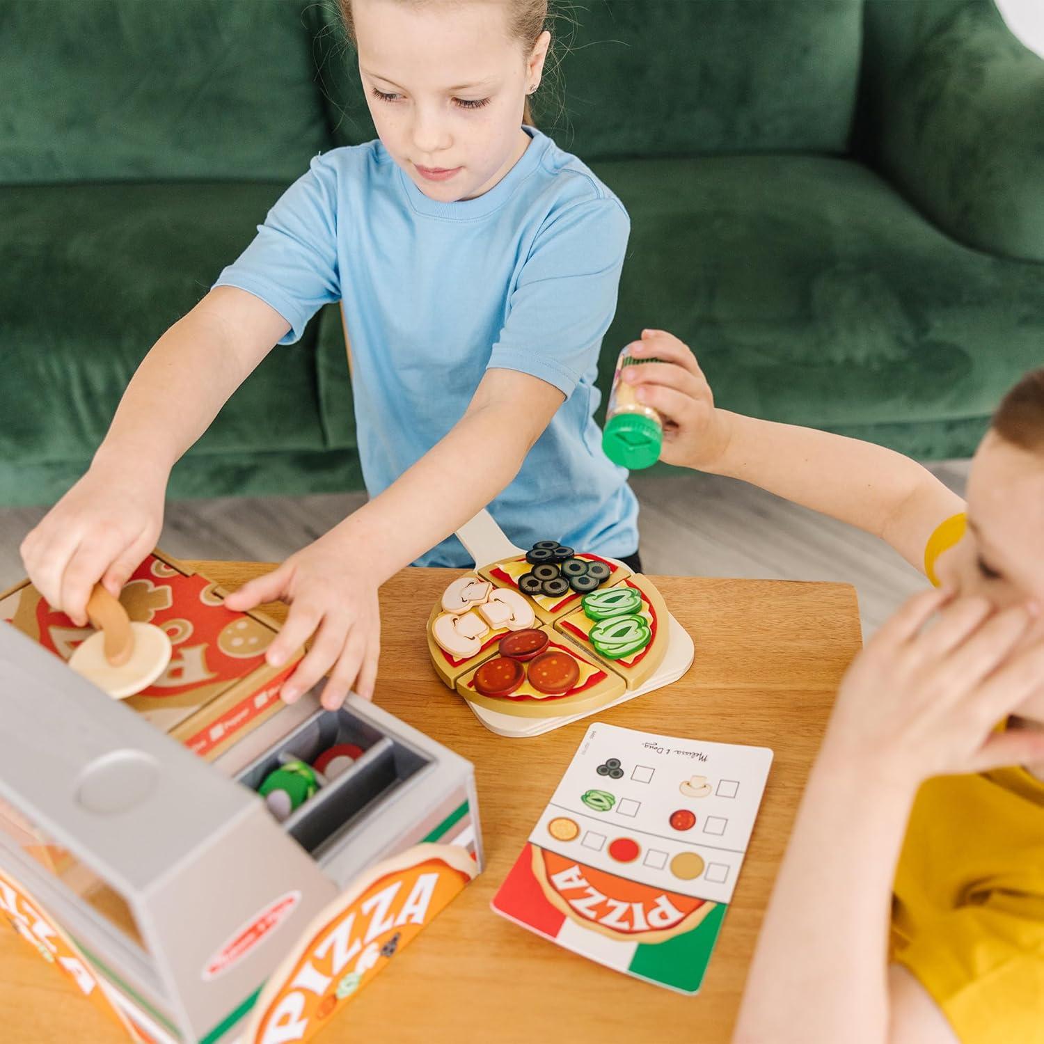 imageMelissa ampamp Doug Top ampamp Bake Wooden Pizza Counter Play Set with Play Food 41 Pcs Preschool Toy Pizza Wooden Food Set Pretend Sets For Kids Ages 3  FSCCertified  FSC CertifiedPizza