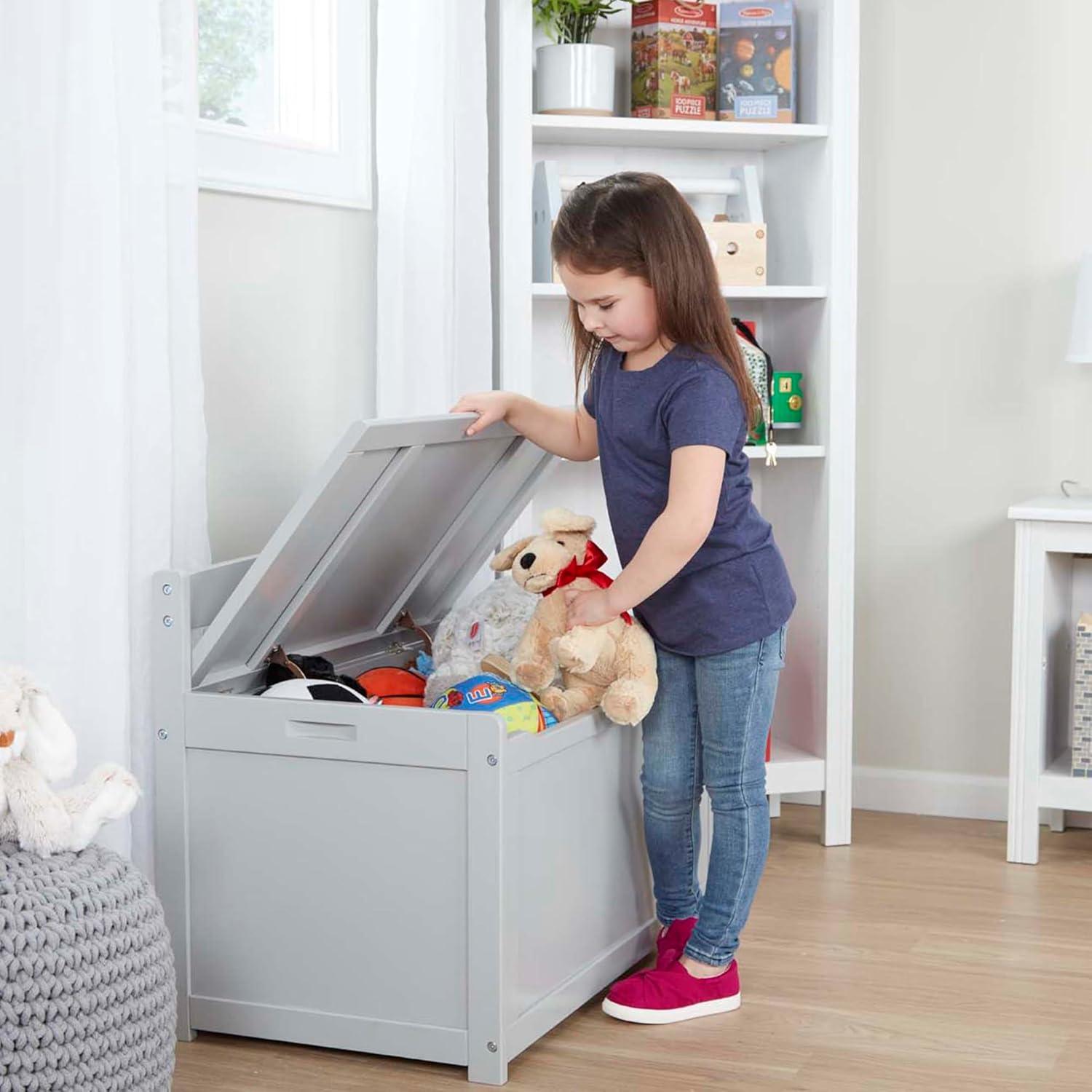imageMelissa ampamp Doug Toy Chest Wooden Toy Storage Box with SafetyHinged Lid Kids Toys Storage Organizer for Playroom Bedroom ampamp Montessori Classroom Furniture for Boys ampamp Girls Ages 3Grey