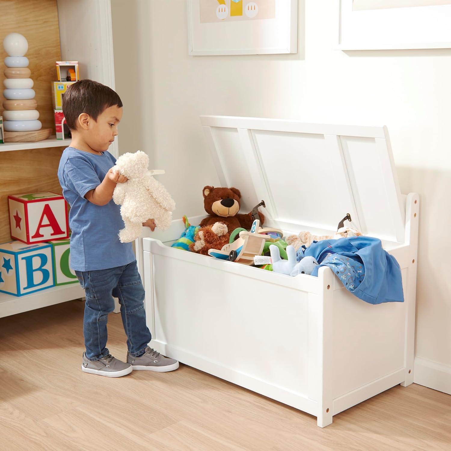 imageMelissa ampamp Doug Toy Chest Wooden Toy Storage Box with SafetyHinged Lid Kids Toys Storage Organizer for Playroom Bedroom ampamp Montessori Classroom Furniture for Boys ampamp Girls Ages 3White