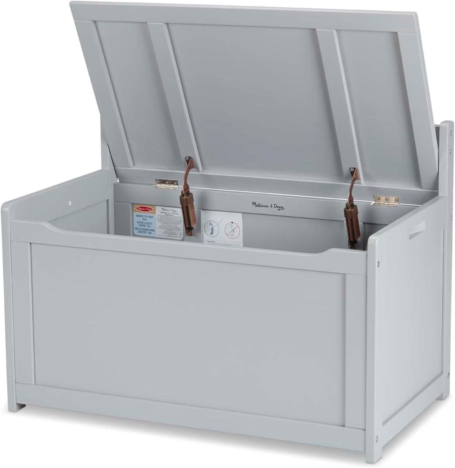 imageMelissa ampamp Doug Toy Chest Wooden Toy Storage Box with SafetyHinged Lid Kids Toys Storage Organizer for Playroom Bedroom ampamp Montessori Classroom Furniture for Boys ampamp Girls Ages 3Grey