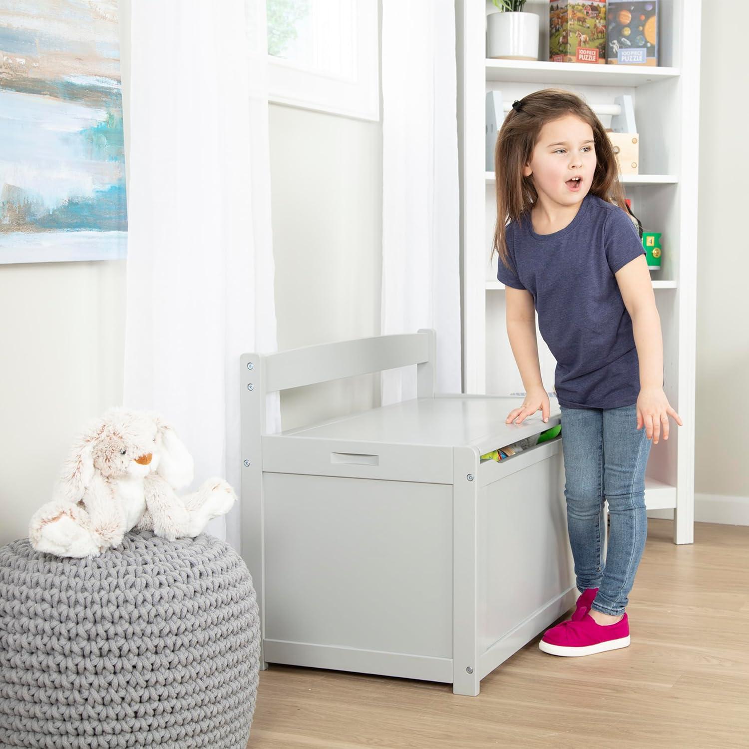 imageMelissa ampamp Doug Toy Chest Wooden Toy Storage Box with SafetyHinged Lid Kids Toys Storage Organizer for Playroom Bedroom ampamp Montessori Classroom Furniture for Boys ampamp Girls Ages 3Grey