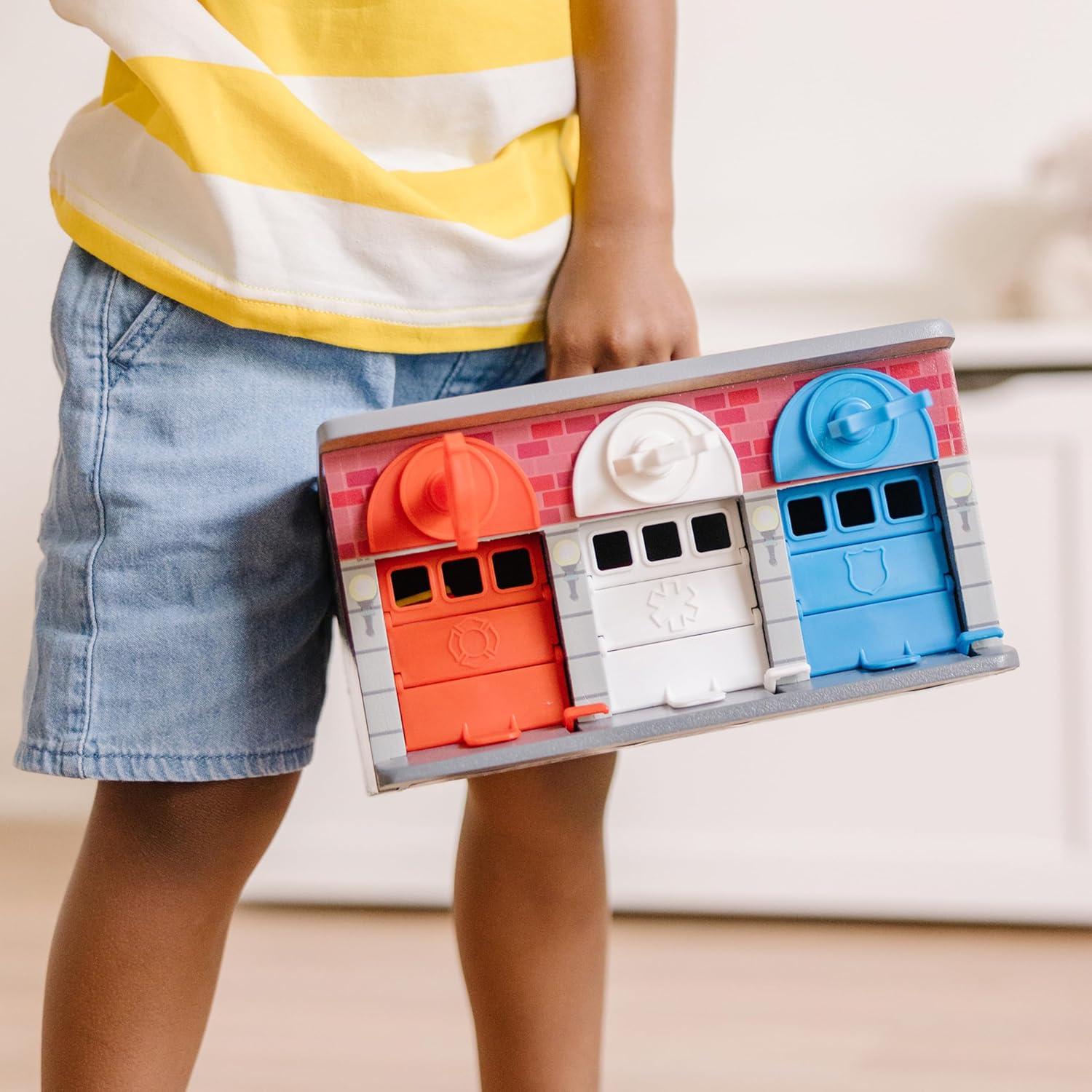 imageMelissa ampamp Doug Toy Keys and Cars Wooden Rescue Vehicles and Garage 7 pcs Toddler Pull Back Toys Toy Garage for Kids Ages 3