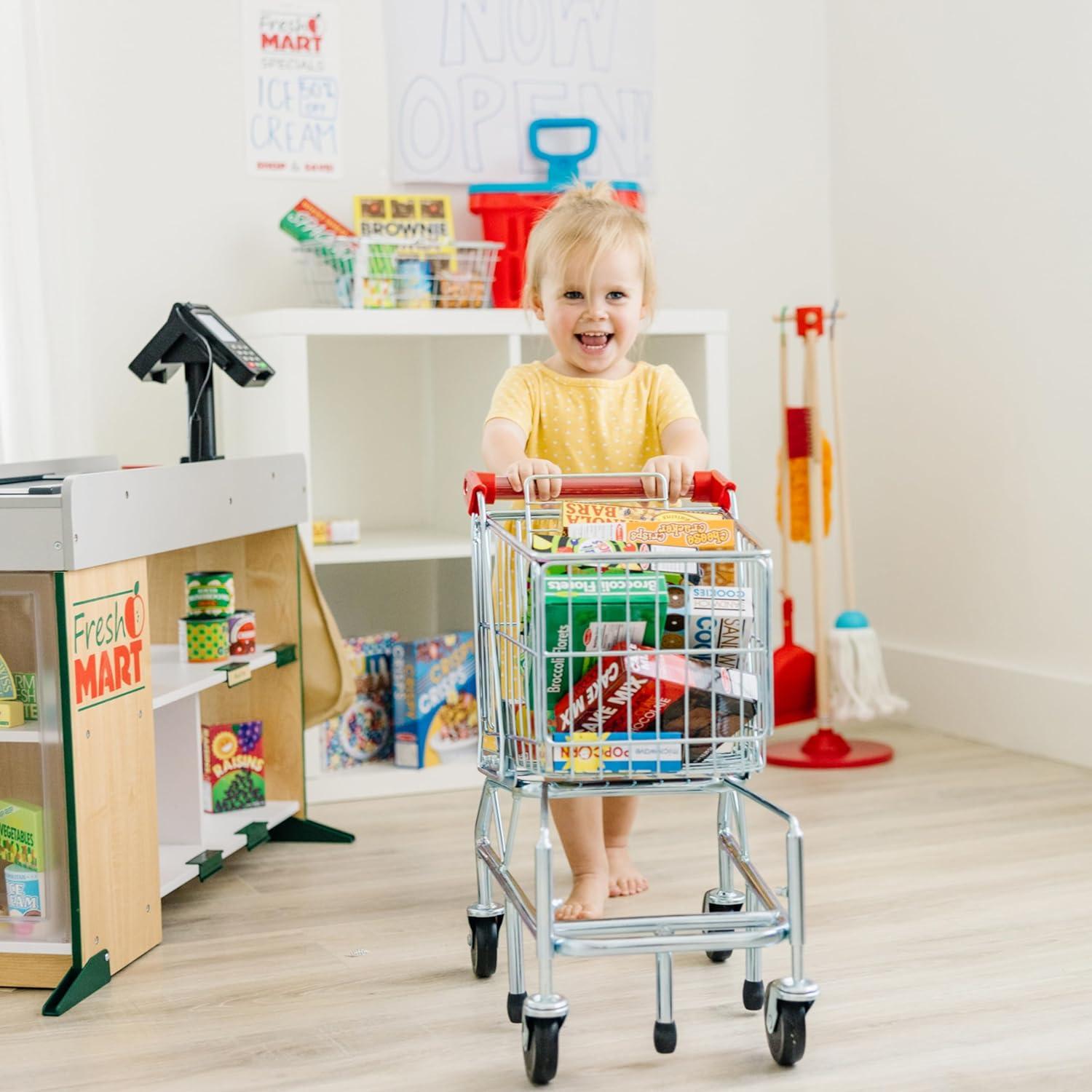 imageMelissa ampamp Doug Toy Shopping Cart Grocery Store Pretend Play Toys with Sturdy Metal Frame ampamp Working Wheels Toddler Shopping Cart Preschool Learning Toys for Girls ampamp Boys 3