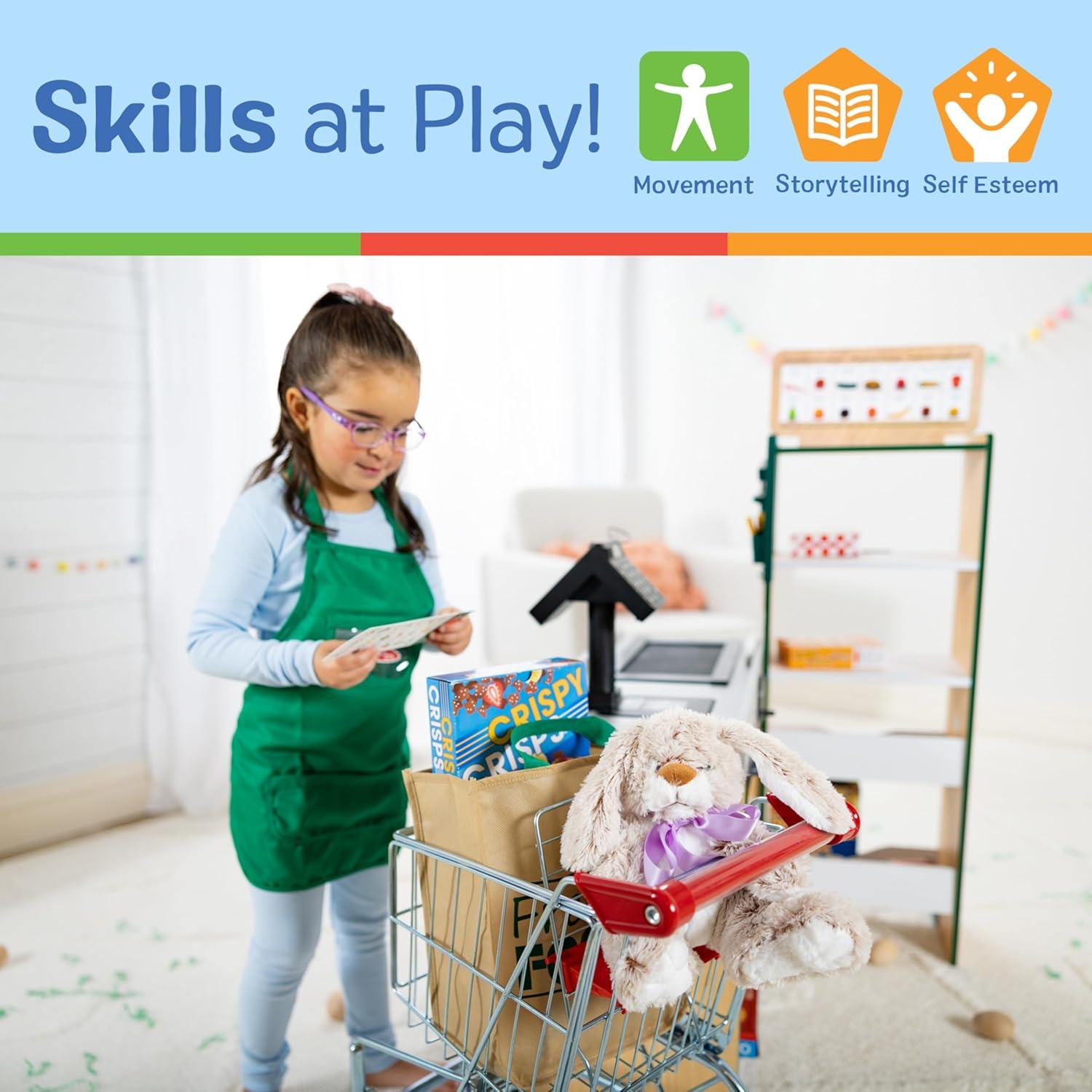 imageMelissa ampamp Doug Toy Shopping Cart Grocery Store Pretend Play Toys with Sturdy Metal Frame ampamp Working Wheels Toddler Shopping Cart Preschool Learning Toys for Girls ampamp Boys 3