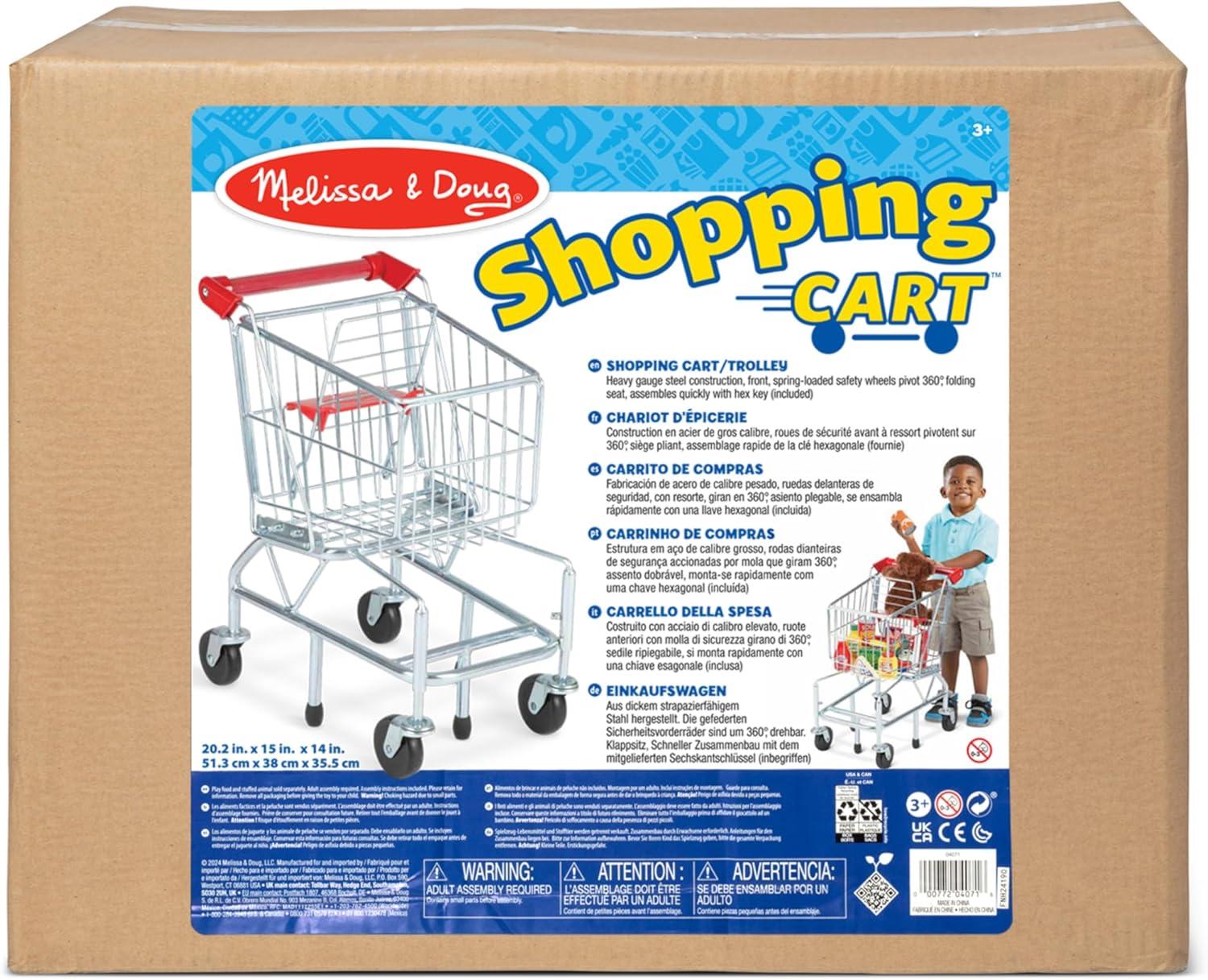 imageMelissa ampamp Doug Toy Shopping Cart Grocery Store Pretend Play Toys with Sturdy Metal Frame ampamp Working Wheels Toddler Shopping Cart Preschool Learning Toys for Girls ampamp Boys 3