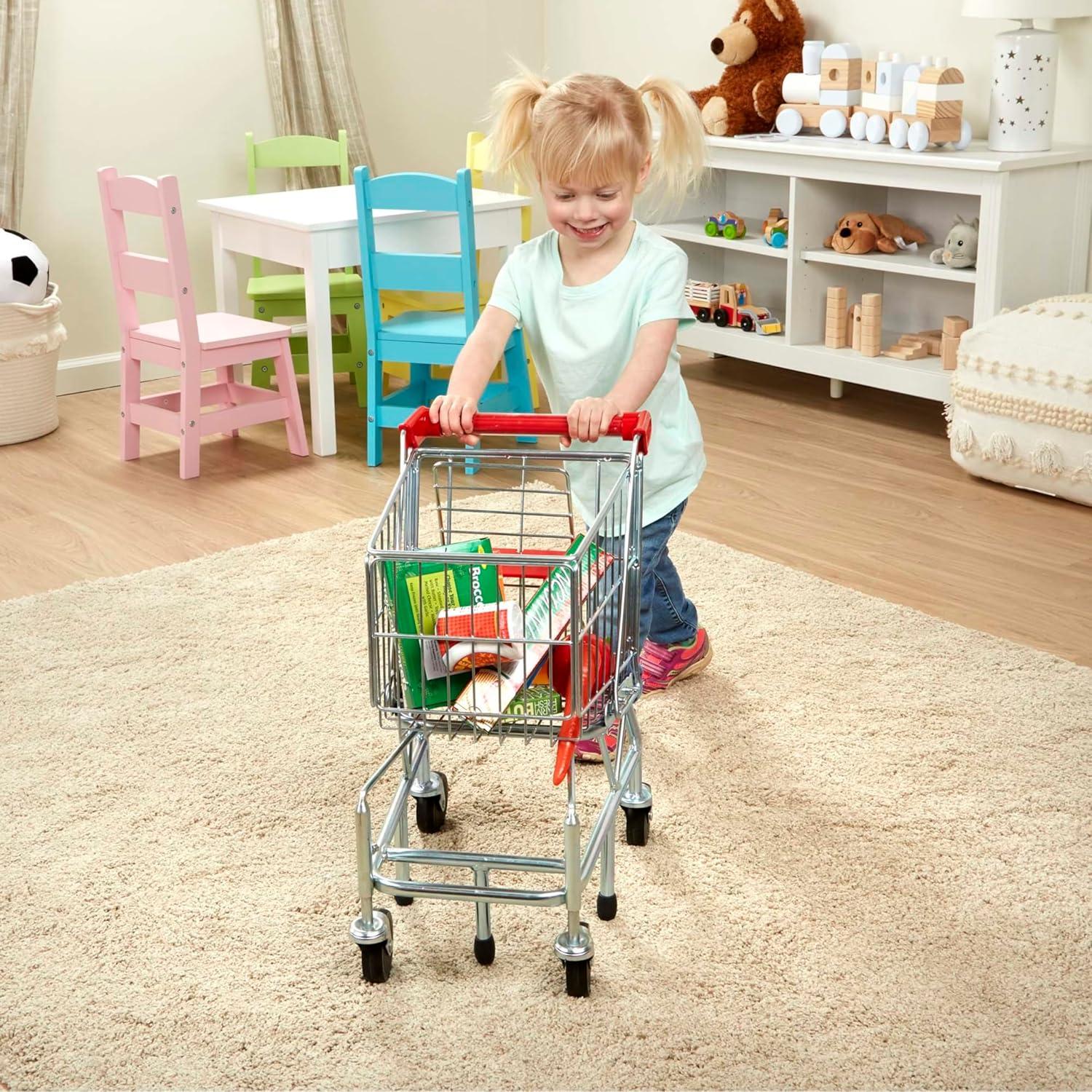 imageMelissa ampamp Doug Toy Shopping Cart Grocery Store Pretend Play Toys with Sturdy Metal Frame ampamp Working Wheels Toddler Shopping Cart Preschool Learning Toys for Girls ampamp Boys 3