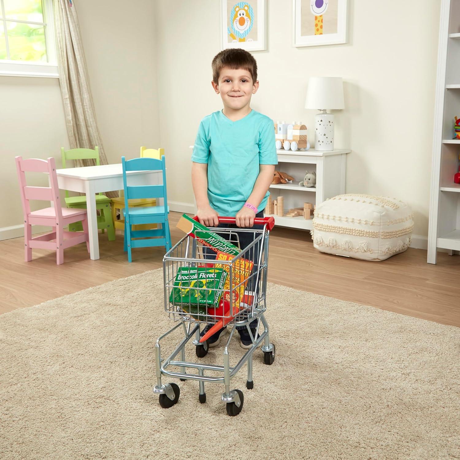 imageMelissa ampamp Doug Toy Shopping Cart Grocery Store Pretend Play Toys with Sturdy Metal Frame ampamp Working Wheels Toddler Shopping Cart Preschool Learning Toys for Girls ampamp Boys 3