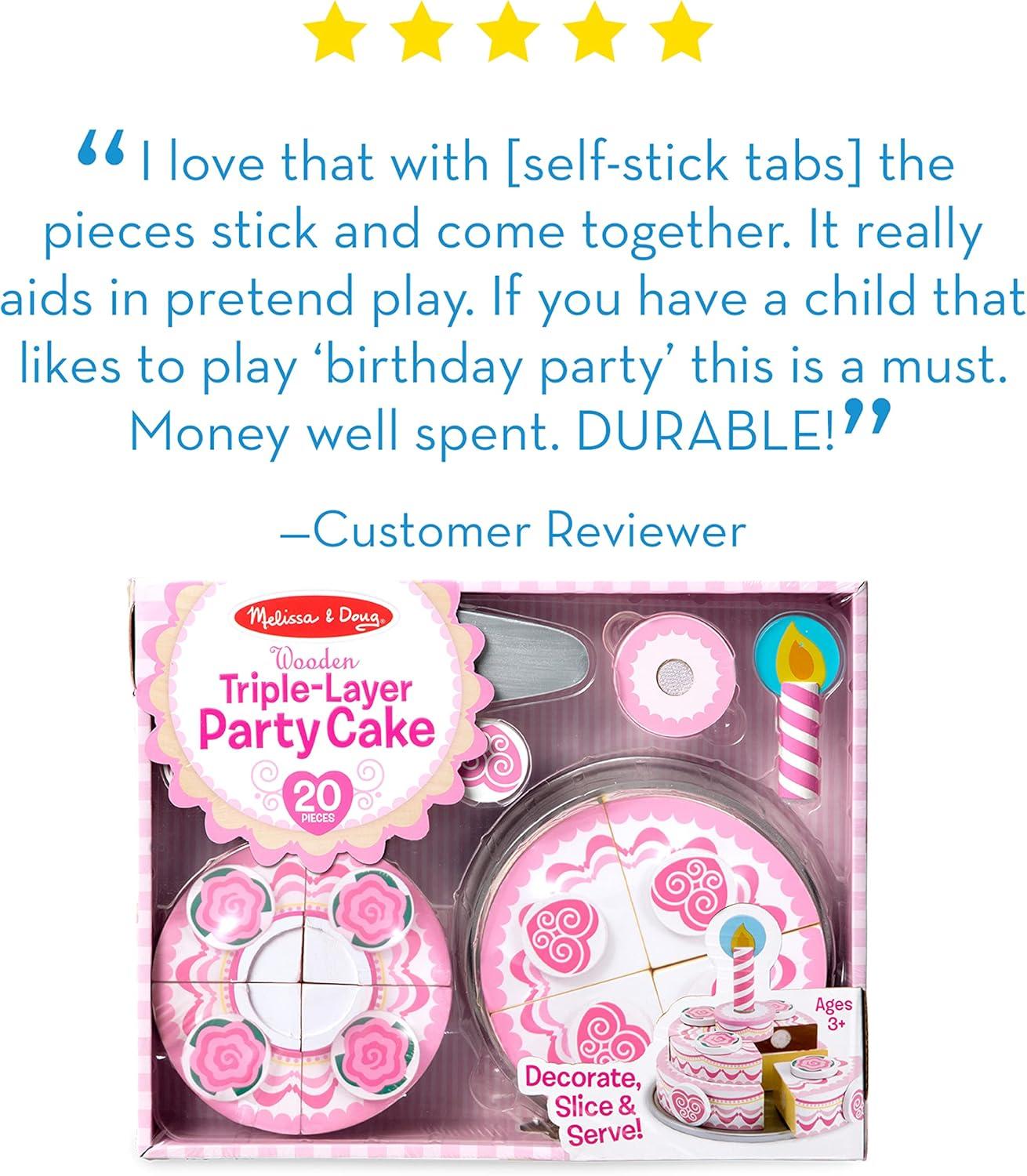 imageMelissa ampamp Doug TripleLayer Party Cake Wooden Play Food Set  Birthday Cake Pretend Food Play Set for Toddlers Kids Ages 3English Only