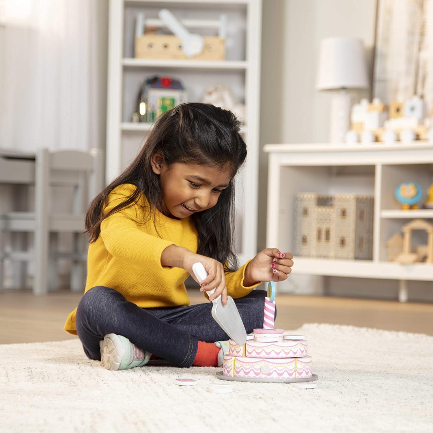 imageMelissa ampamp Doug TripleLayer Party Cake Wooden Play Food Set  Birthday Cake Pretend Food Play Set for Toddlers Kids Ages 3English Only