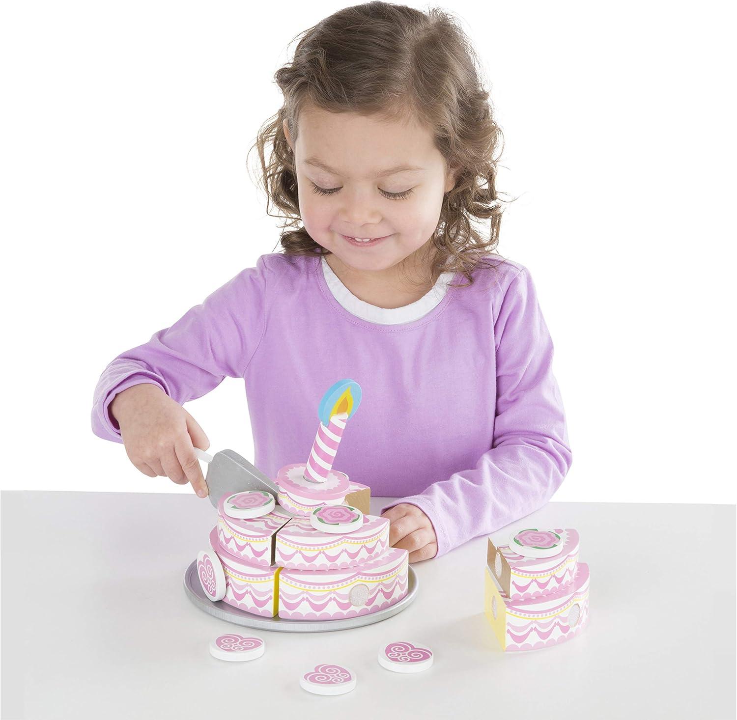 imageMelissa ampamp Doug TripleLayer Party Cake Wooden Play Food Set  Birthday Cake Pretend Food Play Set for Toddlers Kids Ages 3English Only