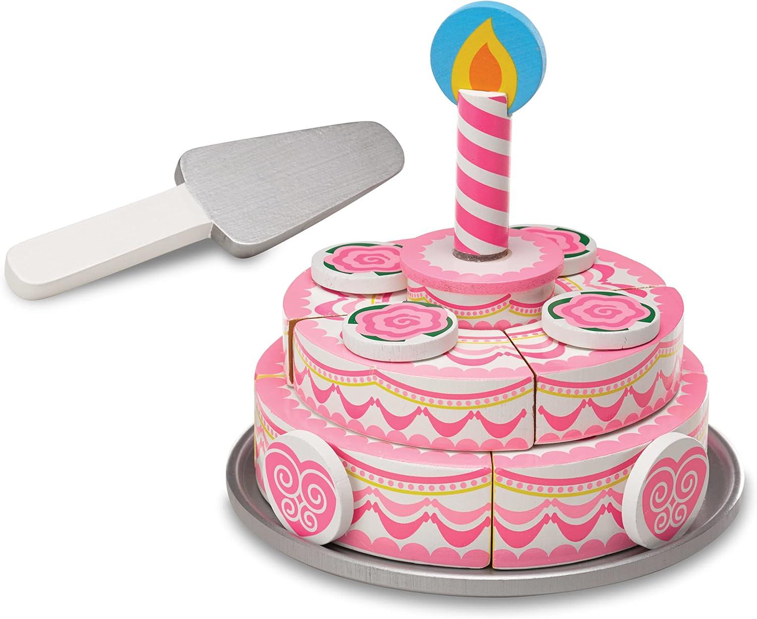 imageMelissa ampamp Doug TripleLayer Party Cake Wooden Play Food Set  Birthday Cake Pretend Food Play Set for Toddlers Kids Ages 3English Only